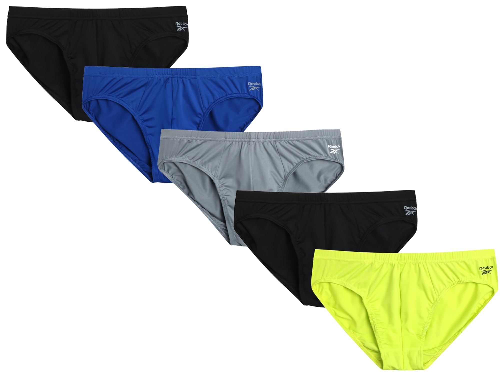 Reebok Men's Underwear - Quick Dry Performance Low Rise Briefs (5 Pack)