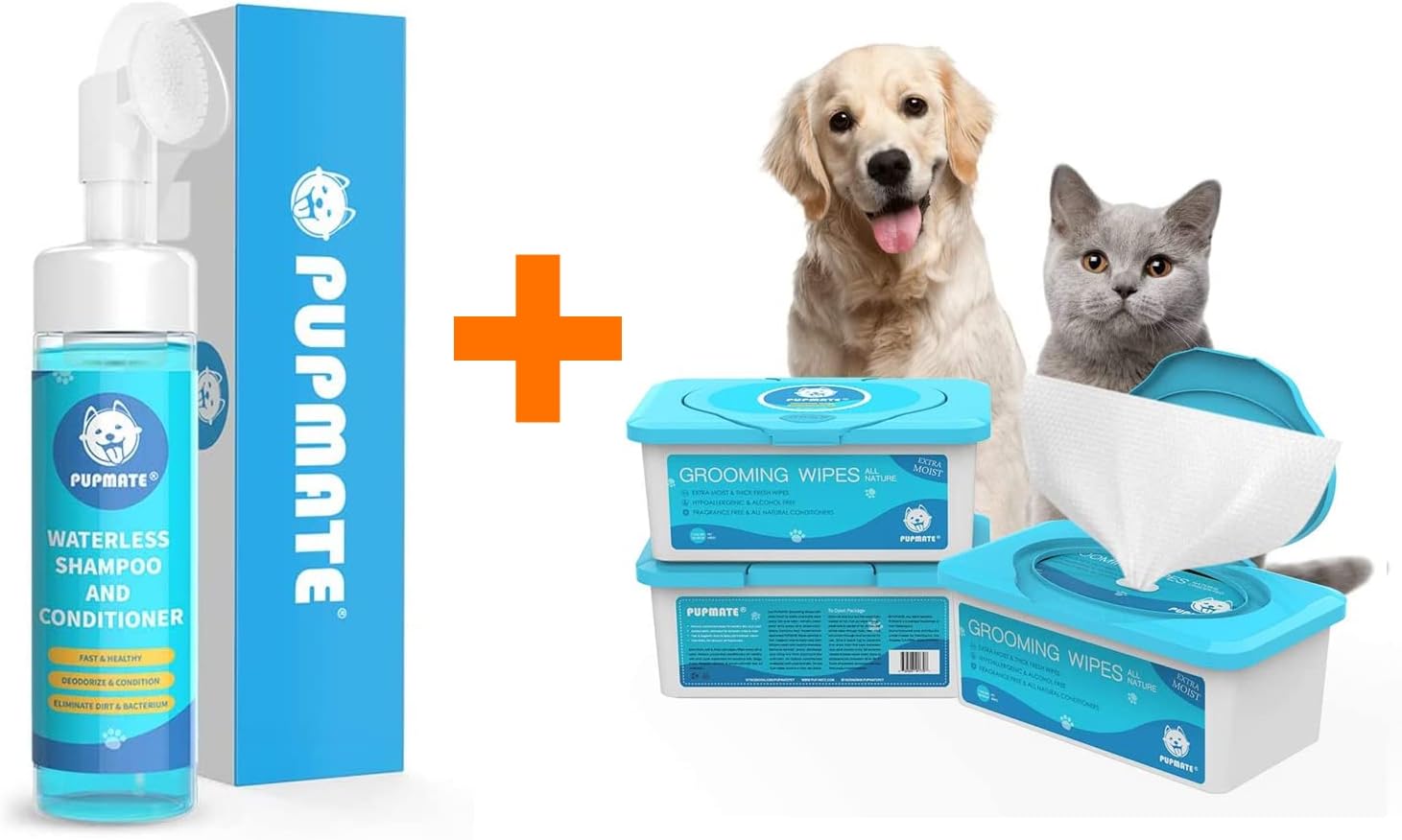 PUPMATE Waterless Paw Cleaner for dogs & 100 Fresh Moist