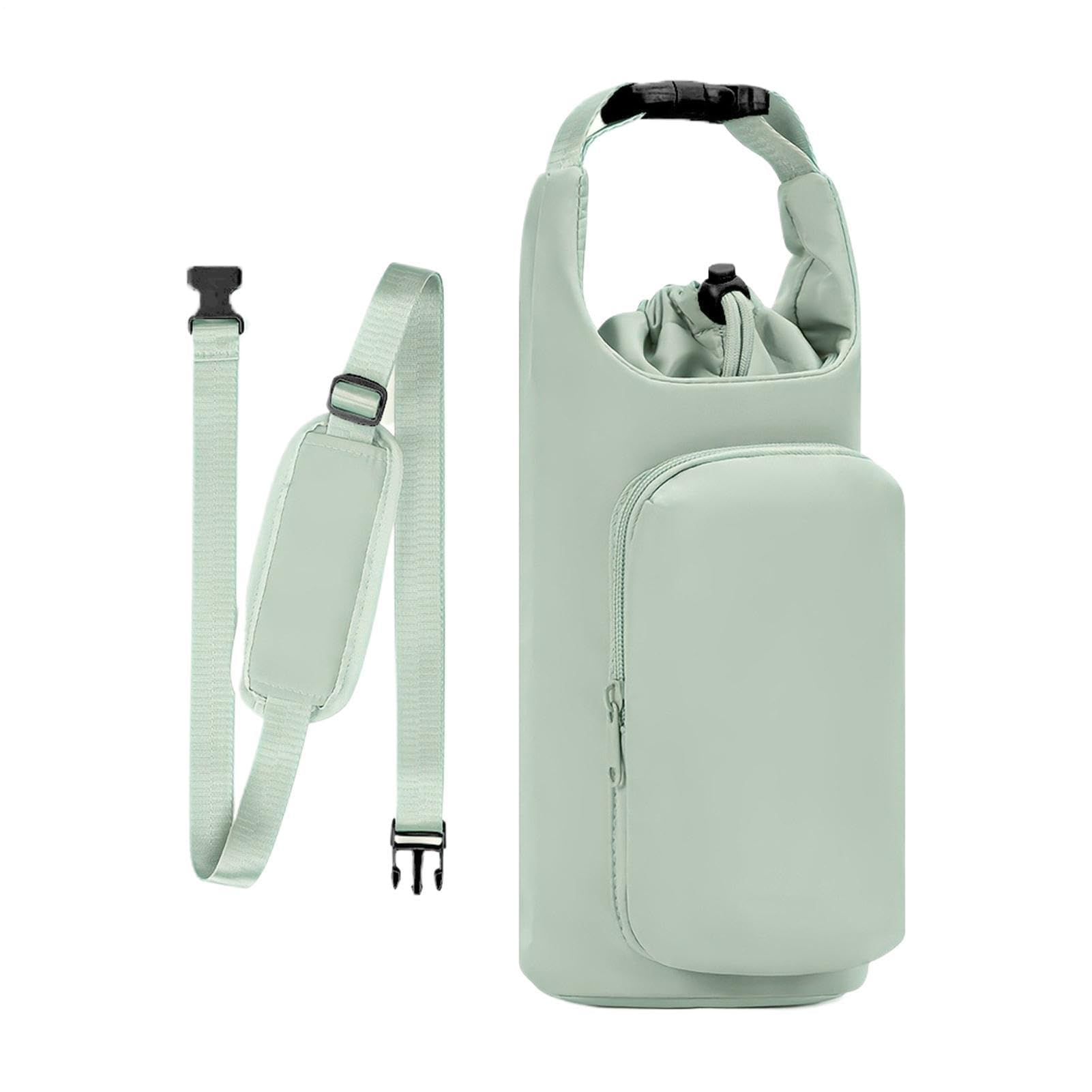 Wasserflaschenhalter mit Gurt, verstellbare isolierte Tasche mit Kordelzug mit Tasche, Wasserflaschenriemen, für Fitnessstudio, Wandern, Reisen, Outdoor, Strand, Büro, Schule, Auto, Kreuzfahrt
