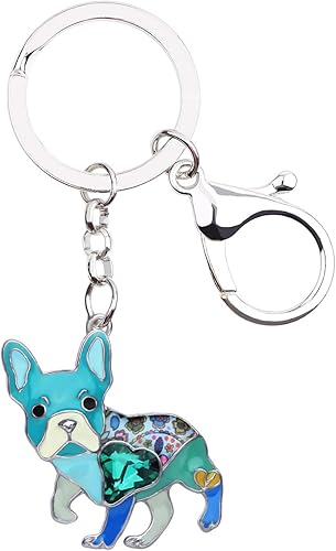 Llaveros de aleación esmaltada para perro Bulldog Francés, llavero de coche, joyería para mascotas, regalos para mujeres y niñas
