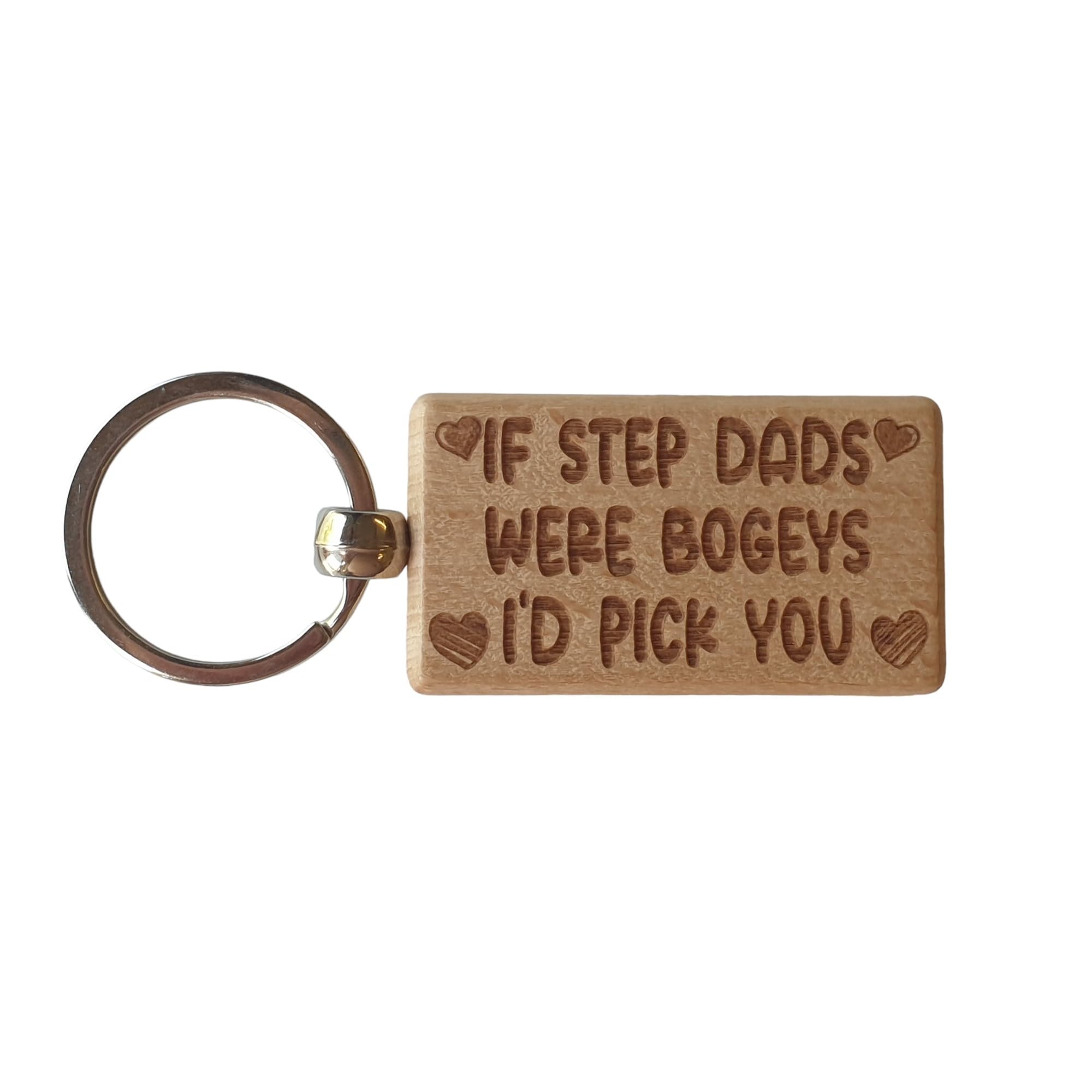 Decalarama Brown Step Dad Keyring Gift - If Step Dads Were Bogeys I'd Pick You - Cute Engraved Wooden Keyring Funny Novelty Nice Custom Present
