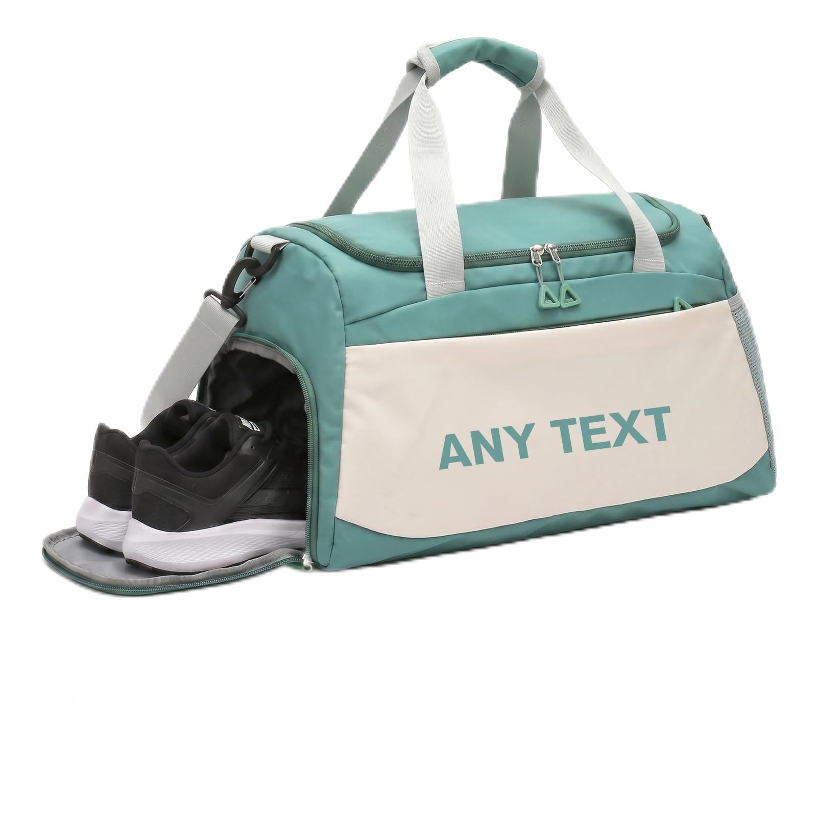 Personalised Gym Bag - Custom Embroidered Name Sports Duffle Bag with Wet Pocket & Shoe Compartment, Water-Resistant Holdall for Men & Women, Ideal for Travel, Weekend Trips & Swimming (Green)