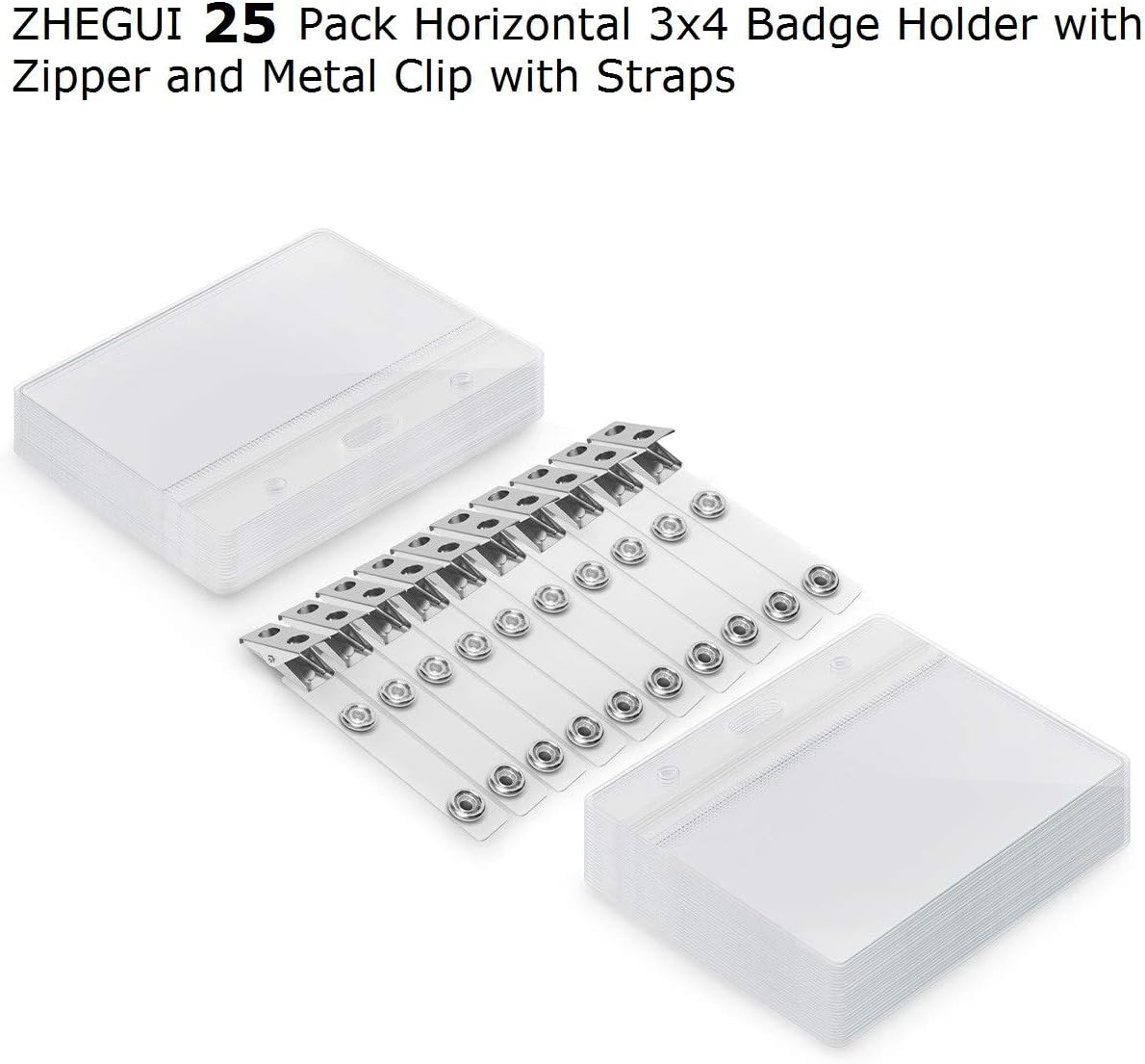Clear Plastic Horizontal Name Tag Holders and Metal Badge Clips with