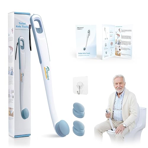 JFNoraiva Toilet Aids for Wiping Bottom for Elderly, Disabled,16.5" Handle | Toilet Wipe Aids with Innovative Replaceable Clamp Head,Butt Wiper Ideal for People Overweight and Post Surgery