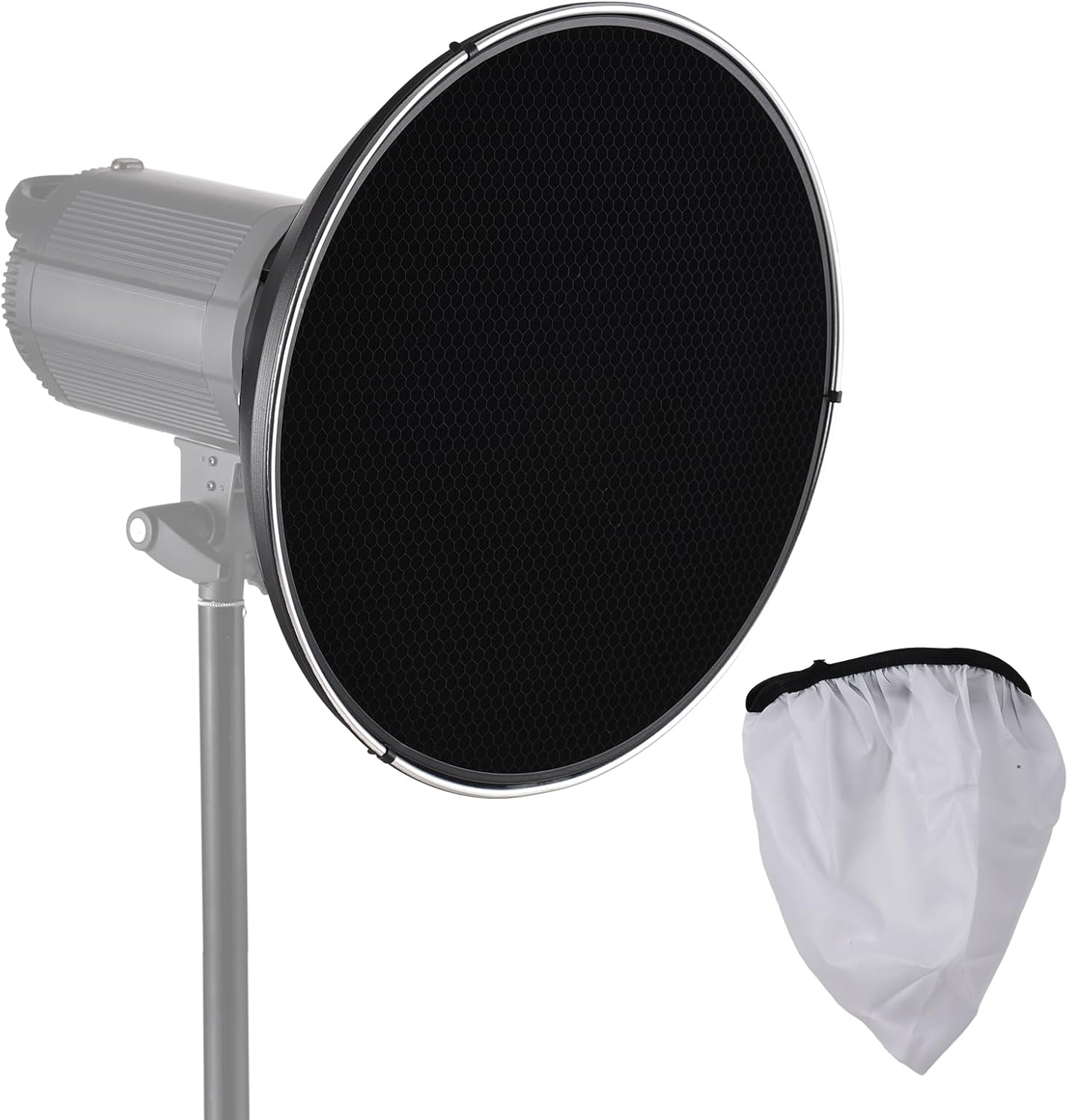Andoer 15.35 Inch Bowens Mount Beauty Dish Standar Reflector Diffuser Lamp Shade Dish with 60°Honeycomb Grid & Center Reflector for Bowens Mount Studio Strobe Flash Light Speedlite