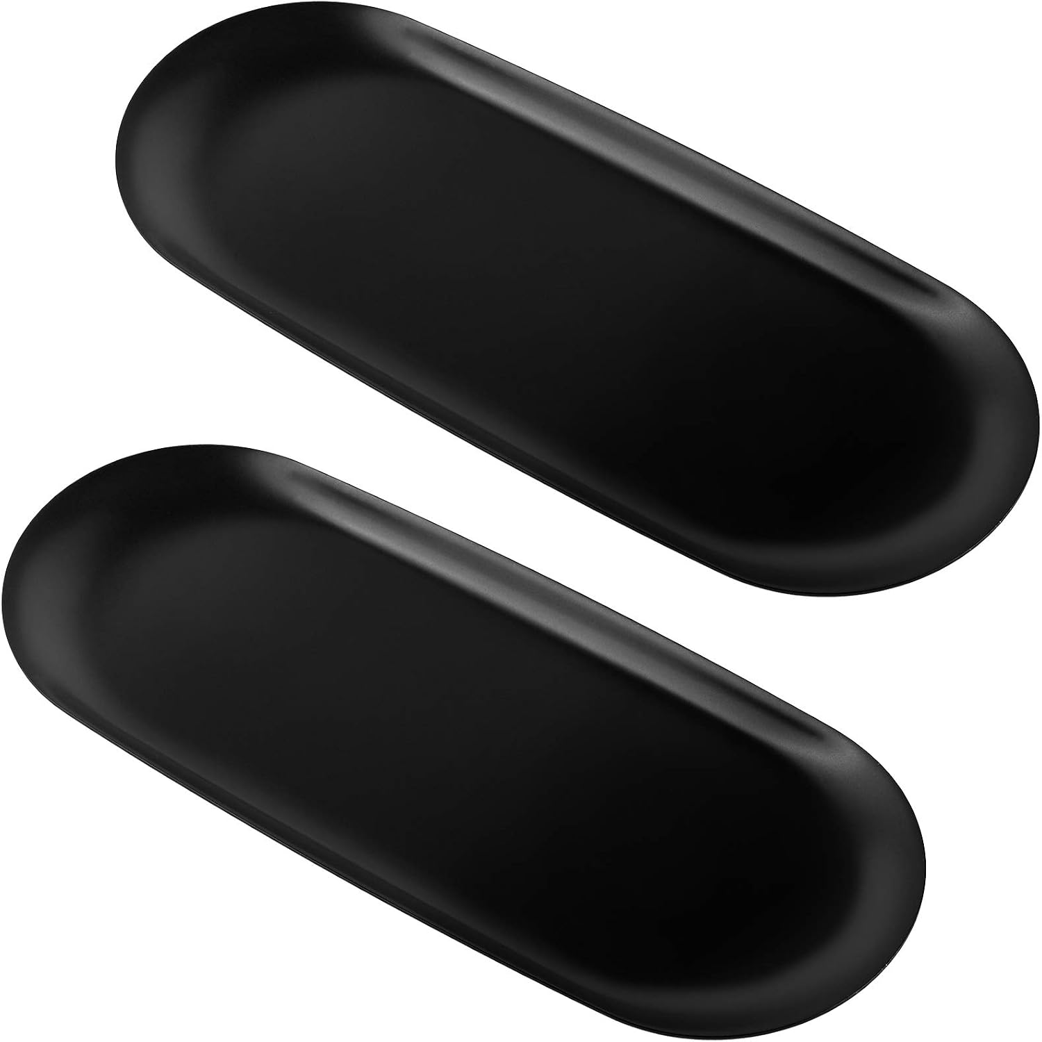 Aneco 2 Pack Stainless Steel Towel Tray Metal Storage Tray Trinket Cosmetics Jewelry Oval Organizer Display Trays