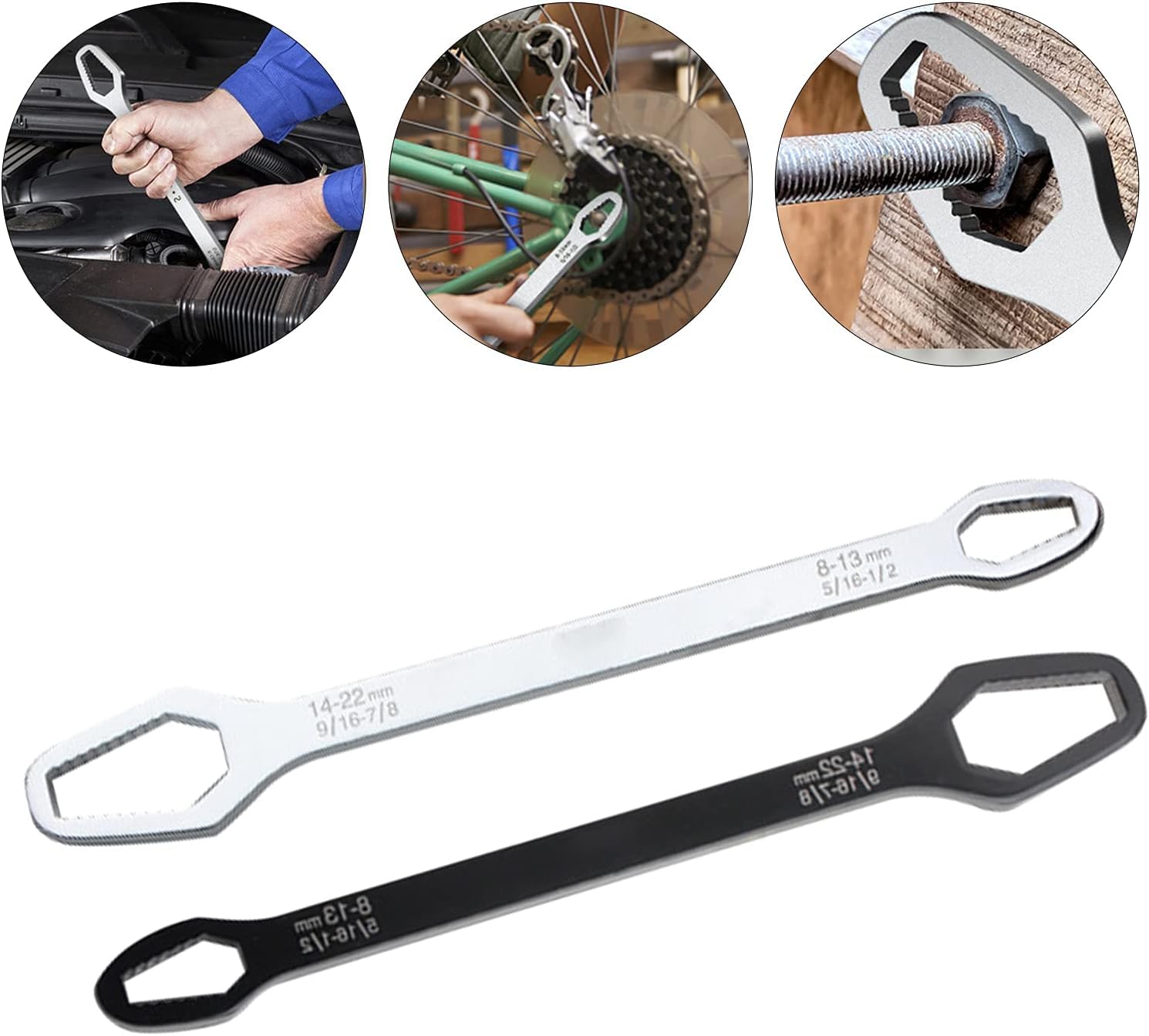 G MALL 3in1 Universal Torx Wrench Double-Head Self-Tightening Wrench, 8mm-22mm Adjustable Glasses Wrench, Multi-purpose Wrench for Home Car Repair Tools (Time Shaving Wrench)