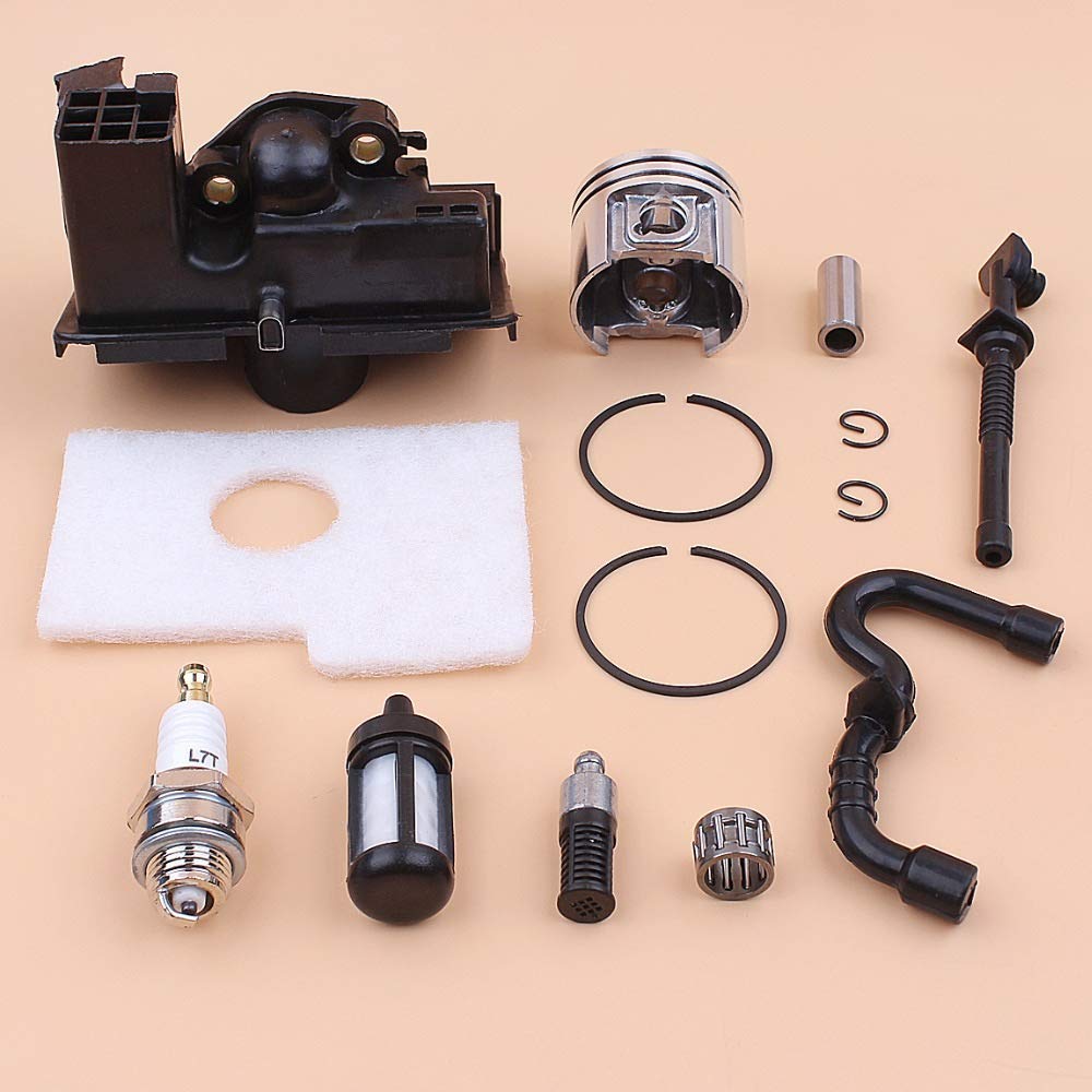 Anillos de pistón de 38 mm Adaptador de Filtro de Aire Kit de Filtro de Manguera de Aceite Combustible Compatible con STIHL MS180 018 MS 180 Repuestos de Motosierra de Gasolina 1130030 2004