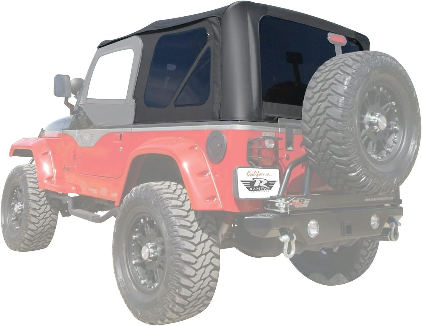 RAMPAGE PRODUCTS Rampage Premium Replacement Soft Top with Tinted Windows | Sail Cloth, Black Diamond Color | 912835 | Fits 1997 - 2006 Jeep Wrangler TJ with Full Steel Doors