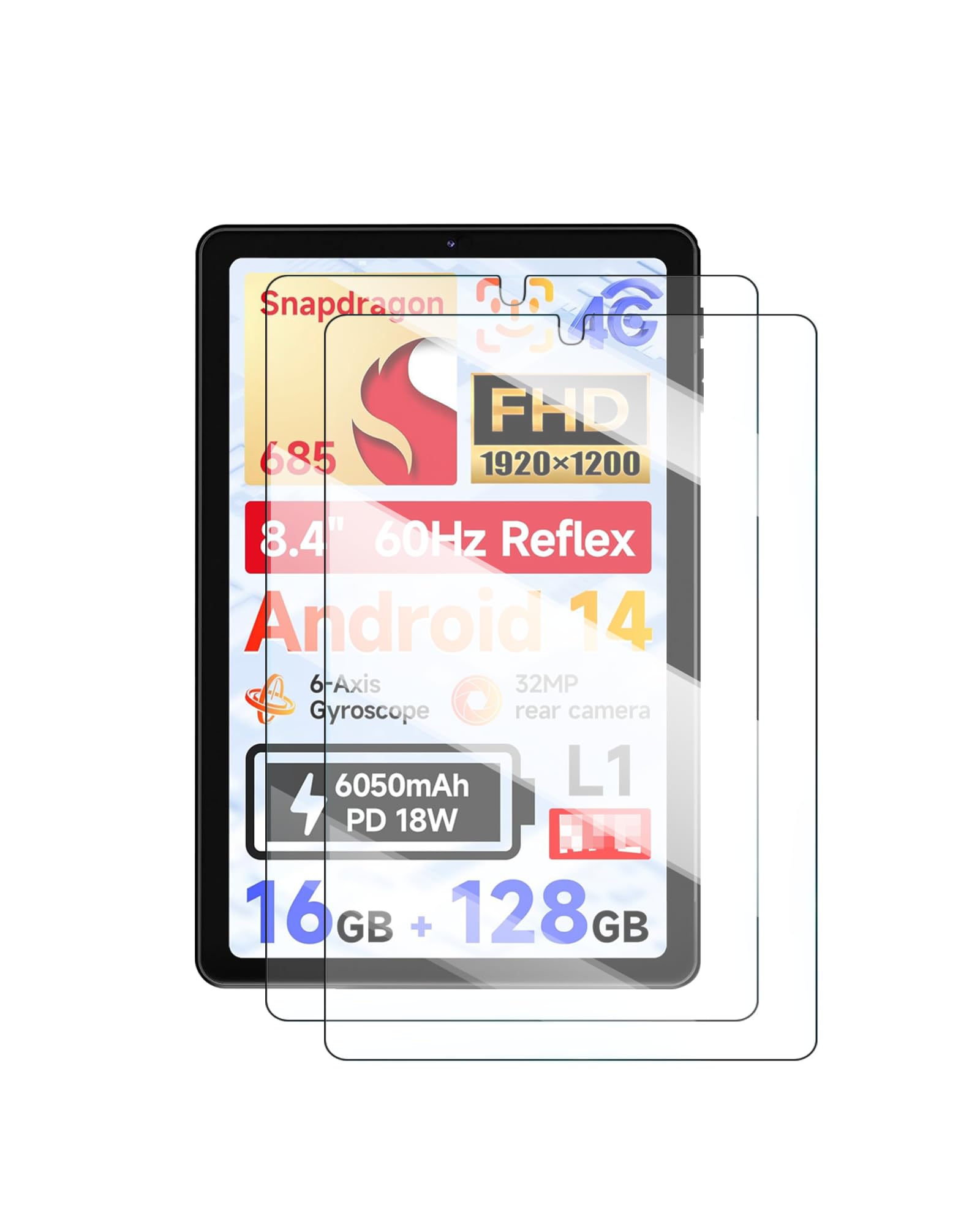 UYRUREL Screen Protector for BNCF Bpad Mini 8.4 inch Android 14 Tablet, Anti-Scratch 9H Hardness Touch Sensitive 2.5D Rounded Edges Bubble Free Easy