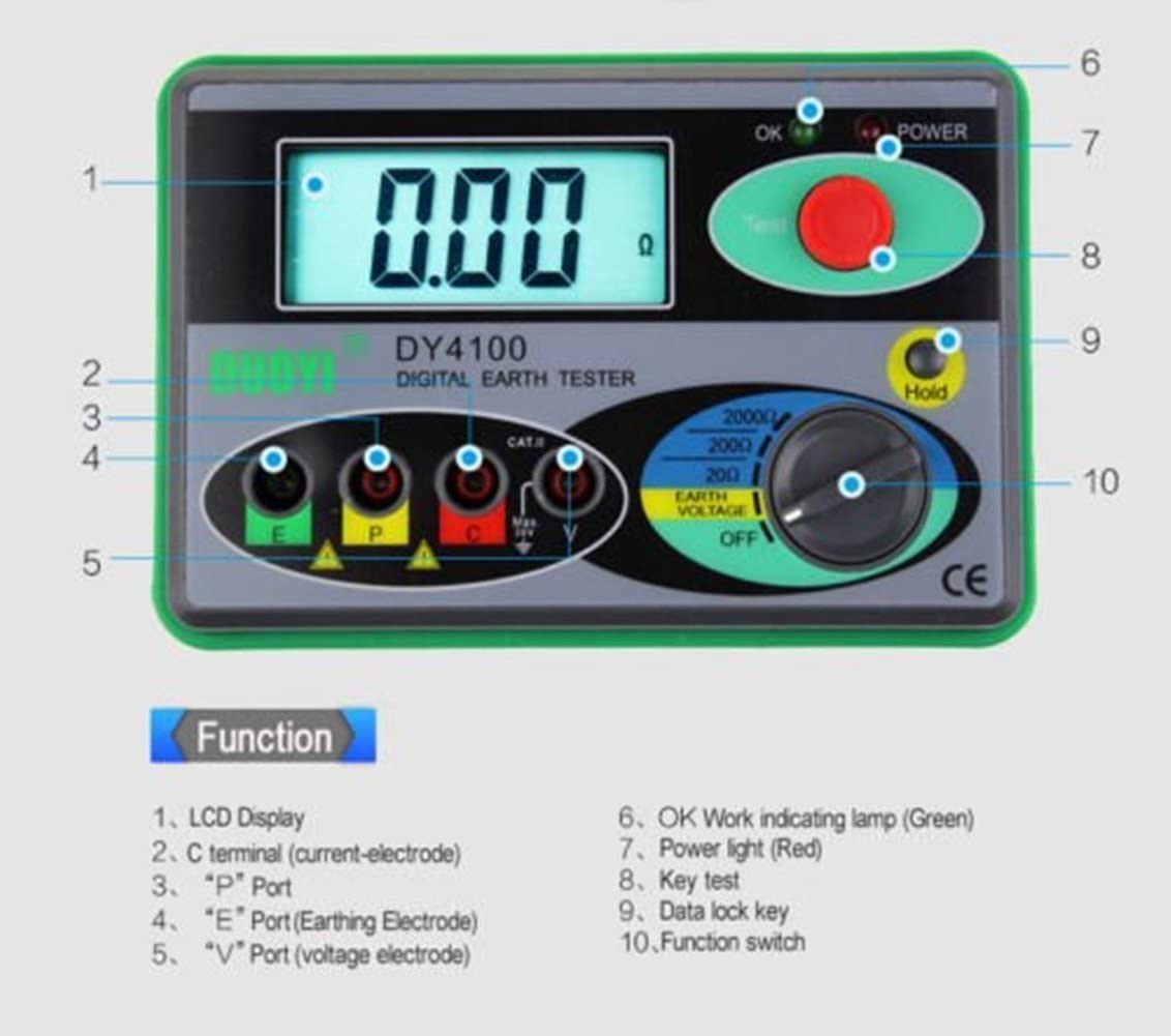 Tester di resistenza al pavimento digitale Metgohmetro DY4100 tester di isolamento digitale 0-2000 Ohm