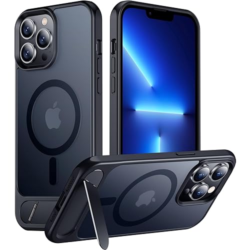 Temdan Magnetic Compatible with iPhone 13 Pro Max Case, [Built-in Invisible Kickstand][Compatible with MagSafe] [Military Grade Shockproof] Slim Translucent Matte Phone Case for iPhone 13 Pro Max 6.7"
