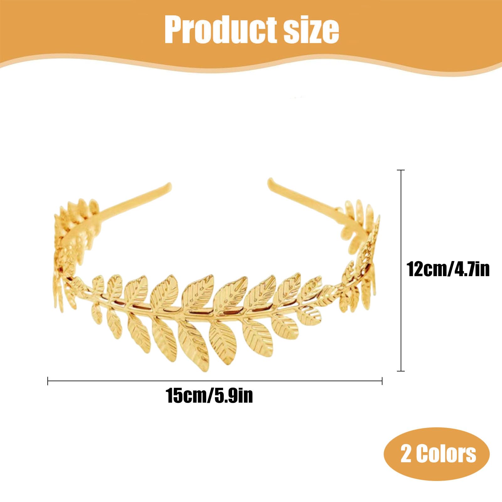 dinghaole 2 Pcs Roman Leaf Crown, Roman Style Tiara, Boho Headpiece Hairband, Gold Silver Leaf Band Crown of Leaves - Image 2