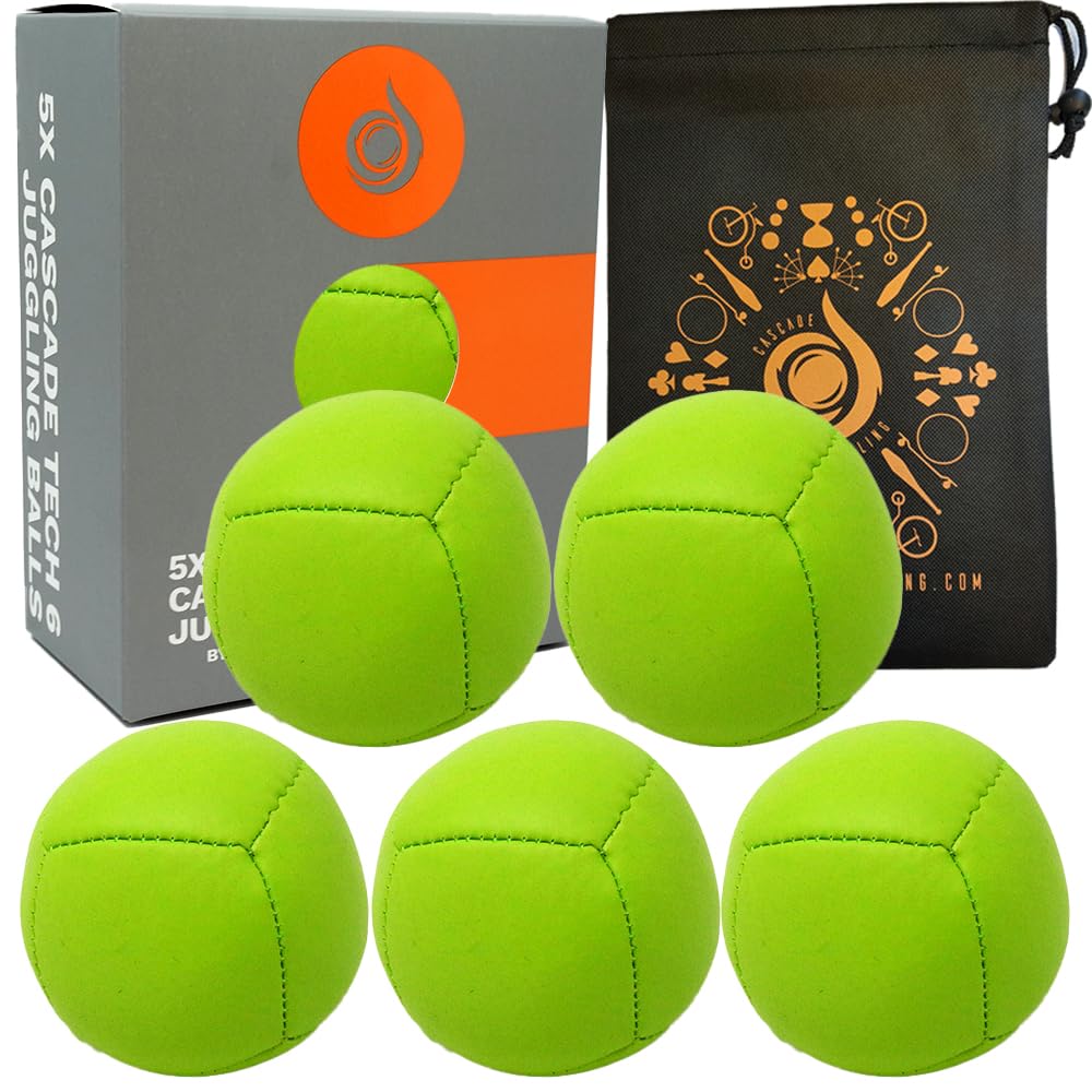 Cascade Juggling 5 x 110g Six Panel Thud Juggling Balls & Bag - Set of 3 Juggling Balls (Green)