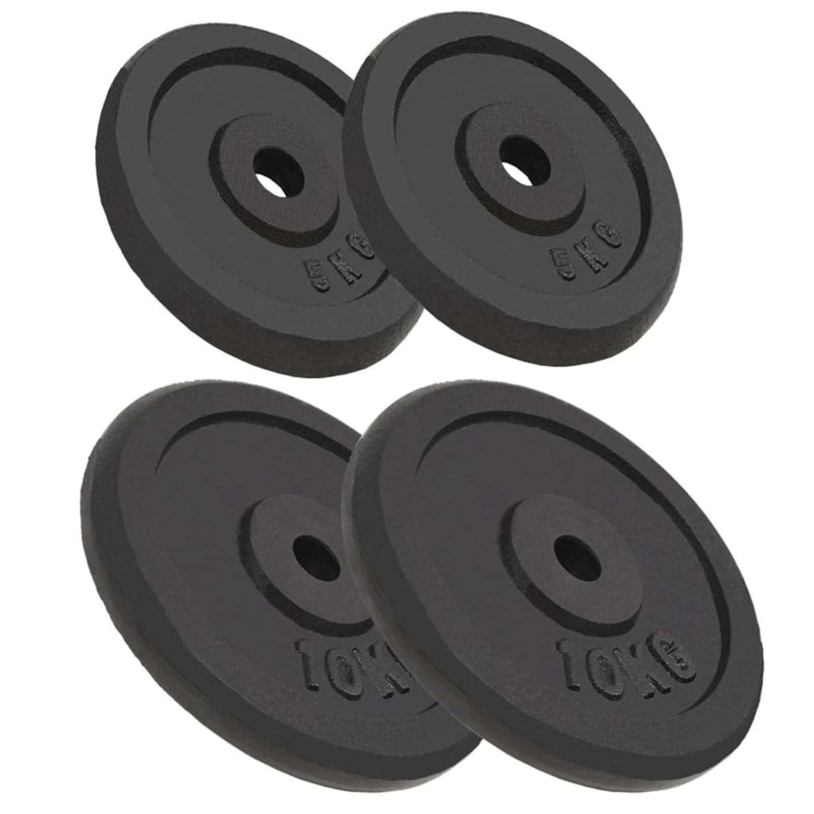 Homgoday Juego de Pesas de Hierro Fundido 2x10kg + 2x5kg, Adecuado para Barra de 30mm, Entrenamiento Muscular en Casa o Gimnasio