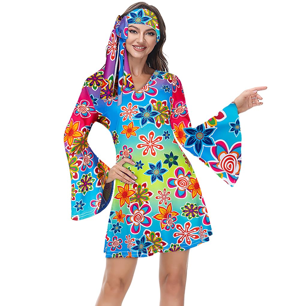 Lehauya 70s Outfits for Women: Disco Outfit Woman Club Party Dress - Themed Party Halloween Costume Aged 30-40