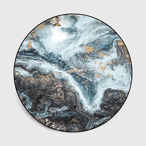 Miniatura 3 de Alfombra de área pequeña para dormitorio, alfombra circular con textura de mármol, alfombra redonda gris para baño, antideslizante, moderna,