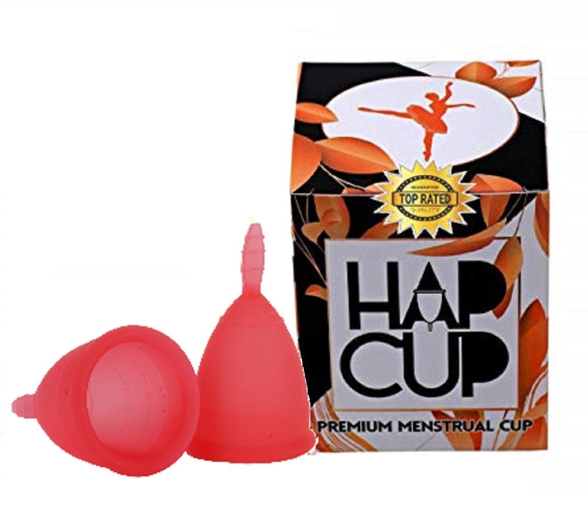 HapCup Leaf Stem Premium Menstrual Cup | Soft Menstrual Cup | Beginners | First timers Menstrual Cup | Large