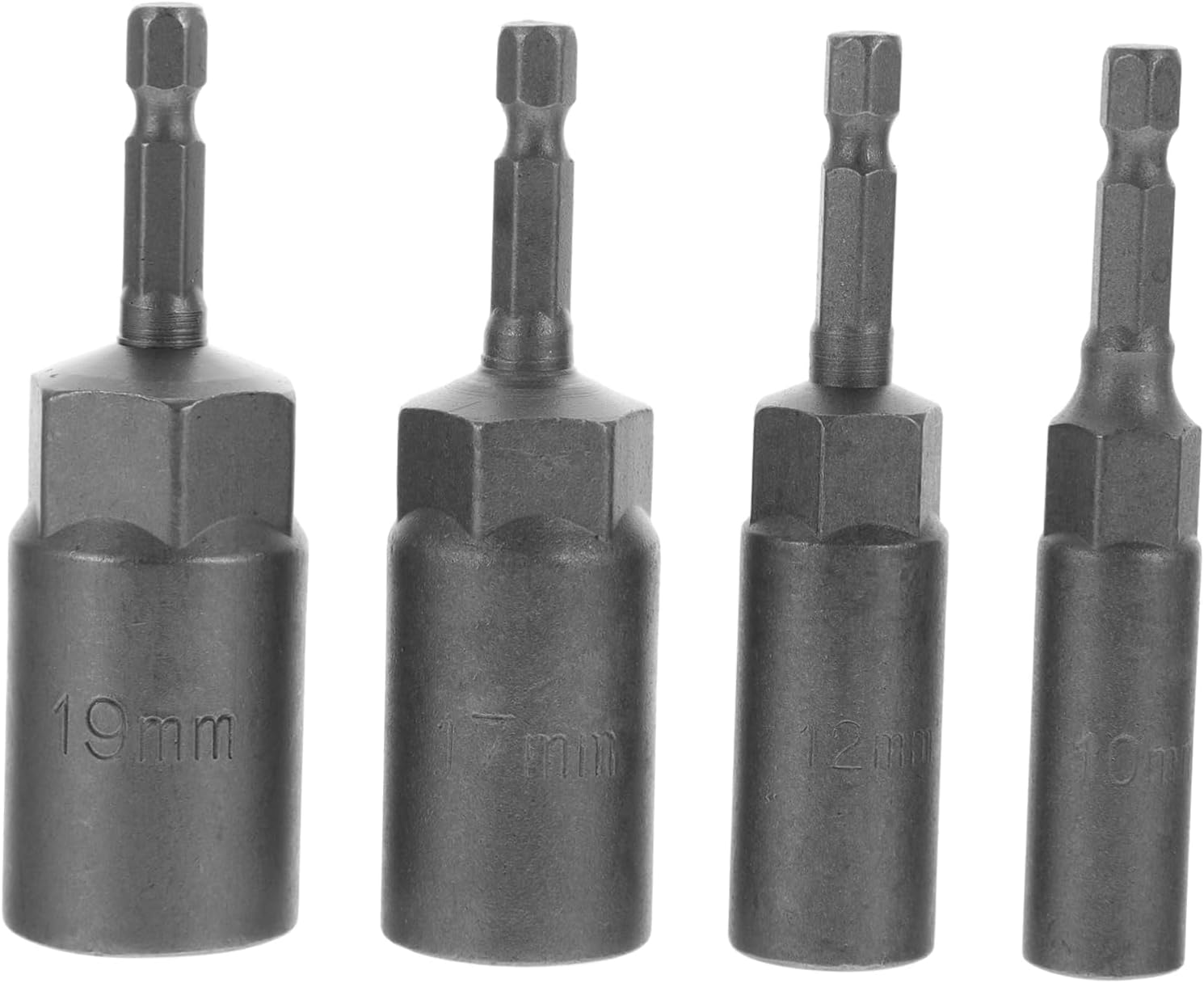 TEHAUX 4pcs Nut Driver Drill Bit Deep Socket Adapter Steel Wrench for Electric Screwdriver Auto Repair Woodworking Tool