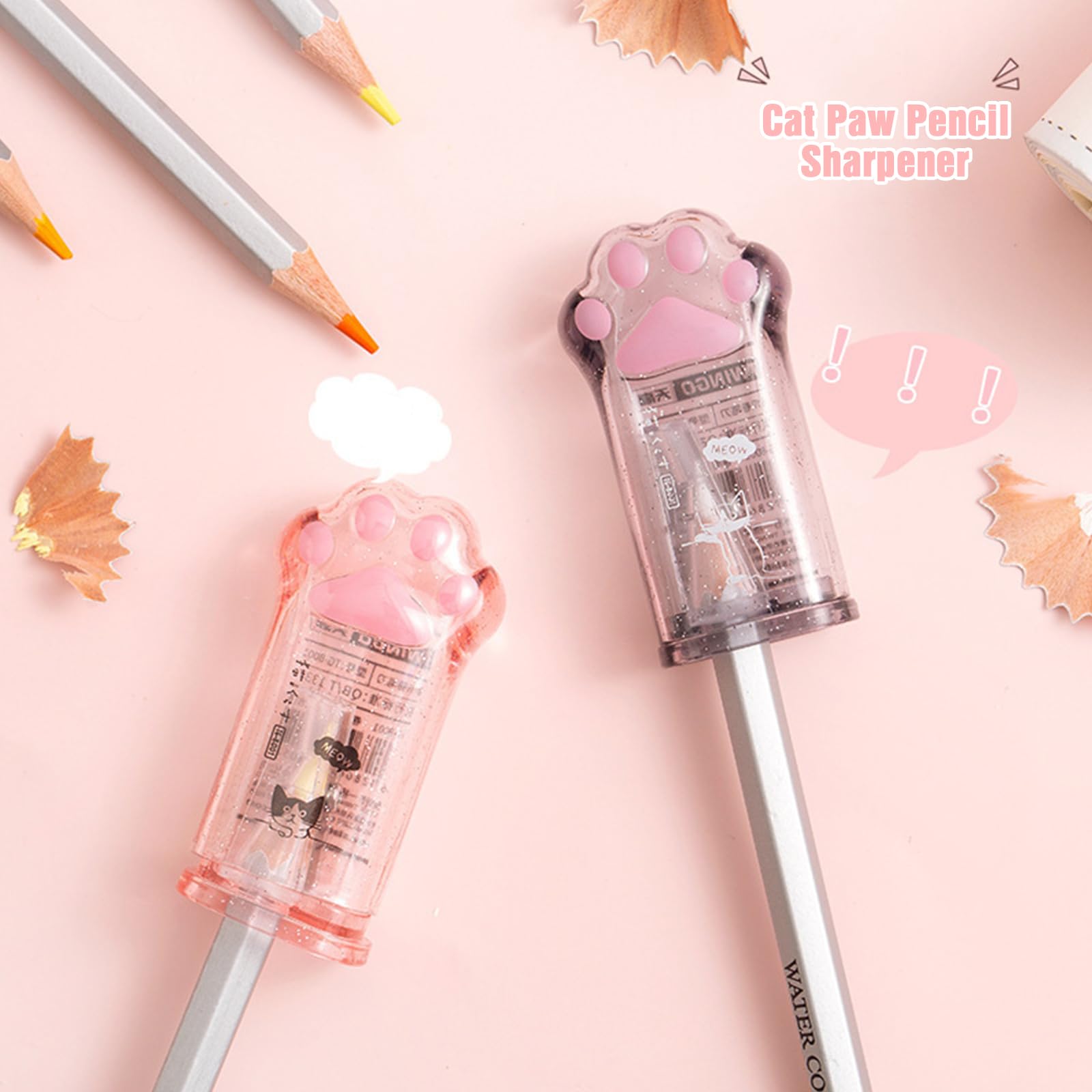 Cute Cat Claw Pencil Sharpener Kawaii Manual Pencil Sharpener with Cover Suitable for Office Home School Supplies Pink and Grey 2 PCS - Image 2