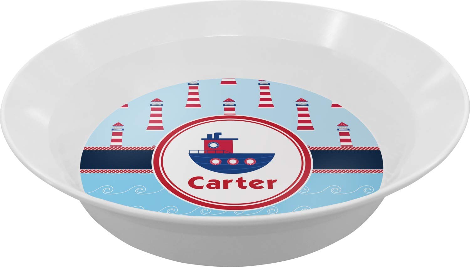 Personalized Light House & Waves Melamine Bowl - 12 oz