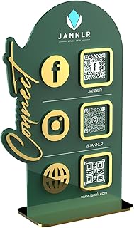 Custom 3D QR Code Sign for Business with Own Logo - Personalized Acrylic Multi Social Media & Scan to Pay Plaque with Stand for Instagram, Facebook, Venmo, PayPal, WiFi - Beauty Salon Business Decor