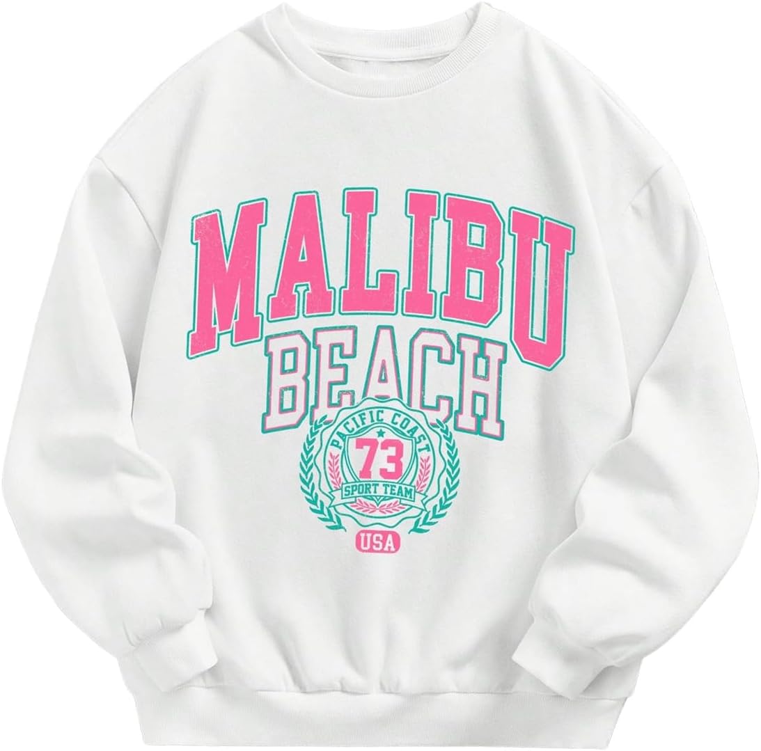 SOLY HUX Girl's Graphic Letter Print Sweatshirt Crewneck Long Sleeve Cute Drop Shoulder Pullover Tops