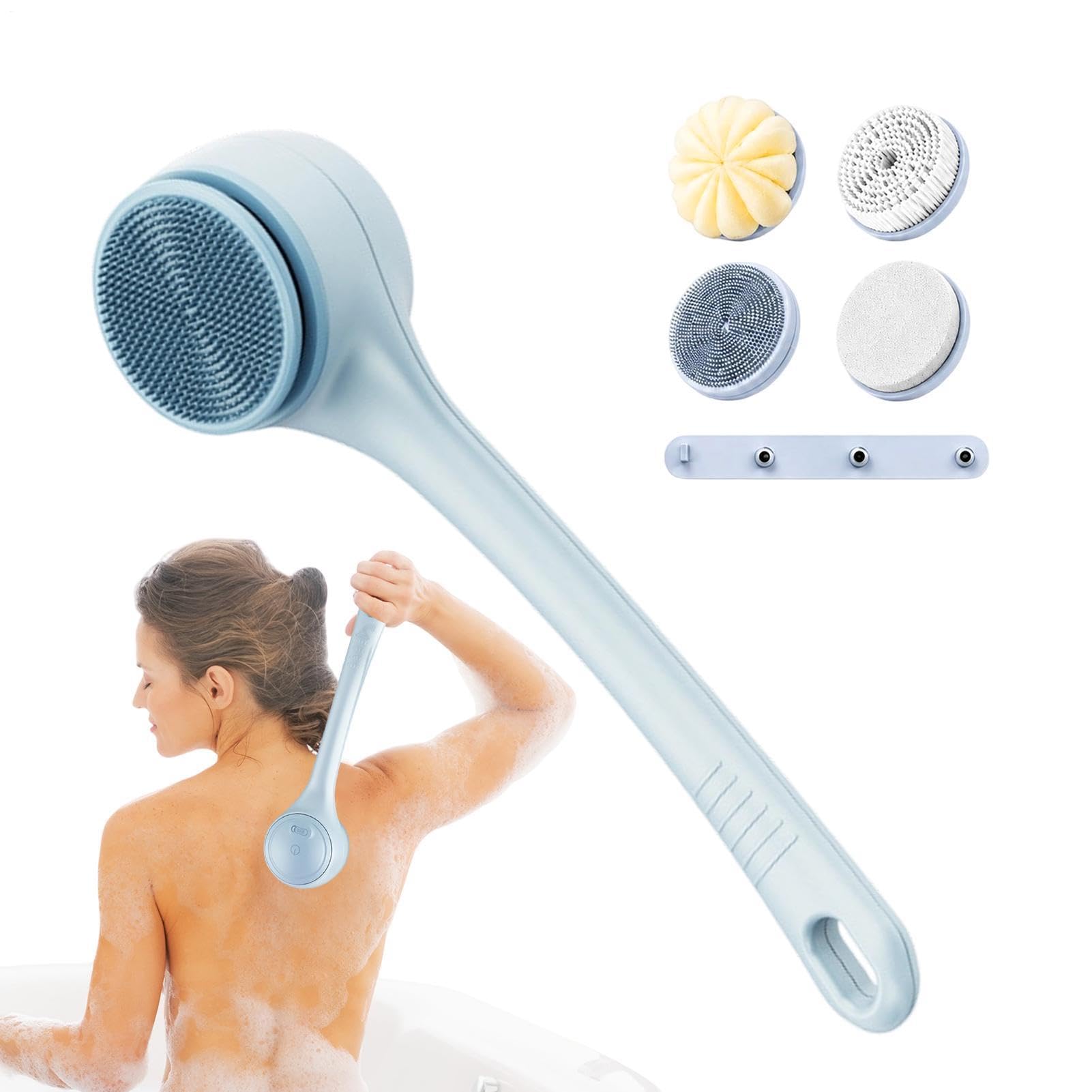 Spazzola Corpo Elettrica Da Bagno Scrubber Rotante Per Gambe A 2 Velocità | Spazzola Scrub Per Corpo Impermeabile Con Doppia Impugnatura Bagno Spa e Cura Quotidiana della Pelle