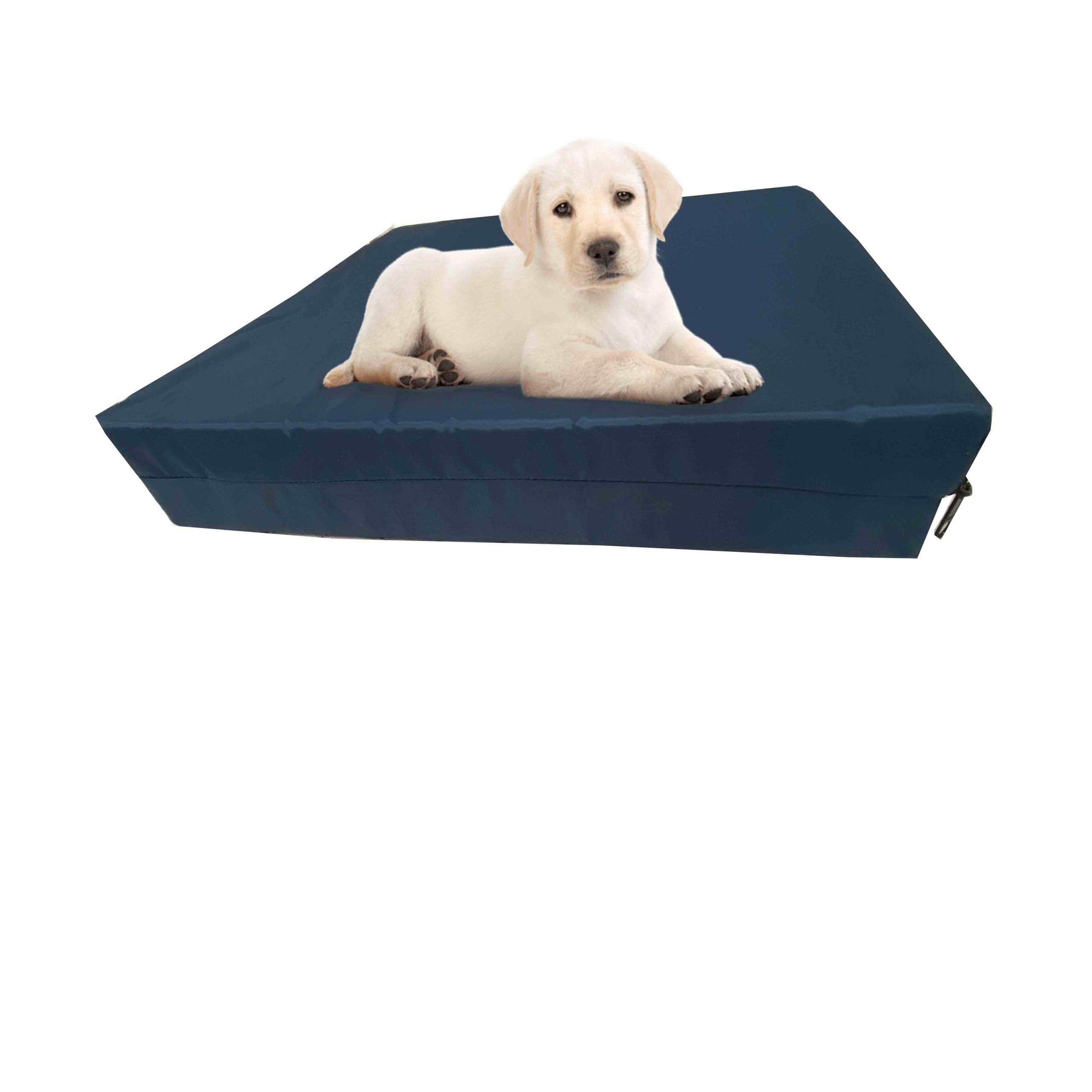 GRIZZLY FOAM Waterproof Dog Bed Cushion and Mattress for Indoor and Outdoor Use with Washable & Removable Zipped Cover and Custom (Navy, 108x72x5cm)
