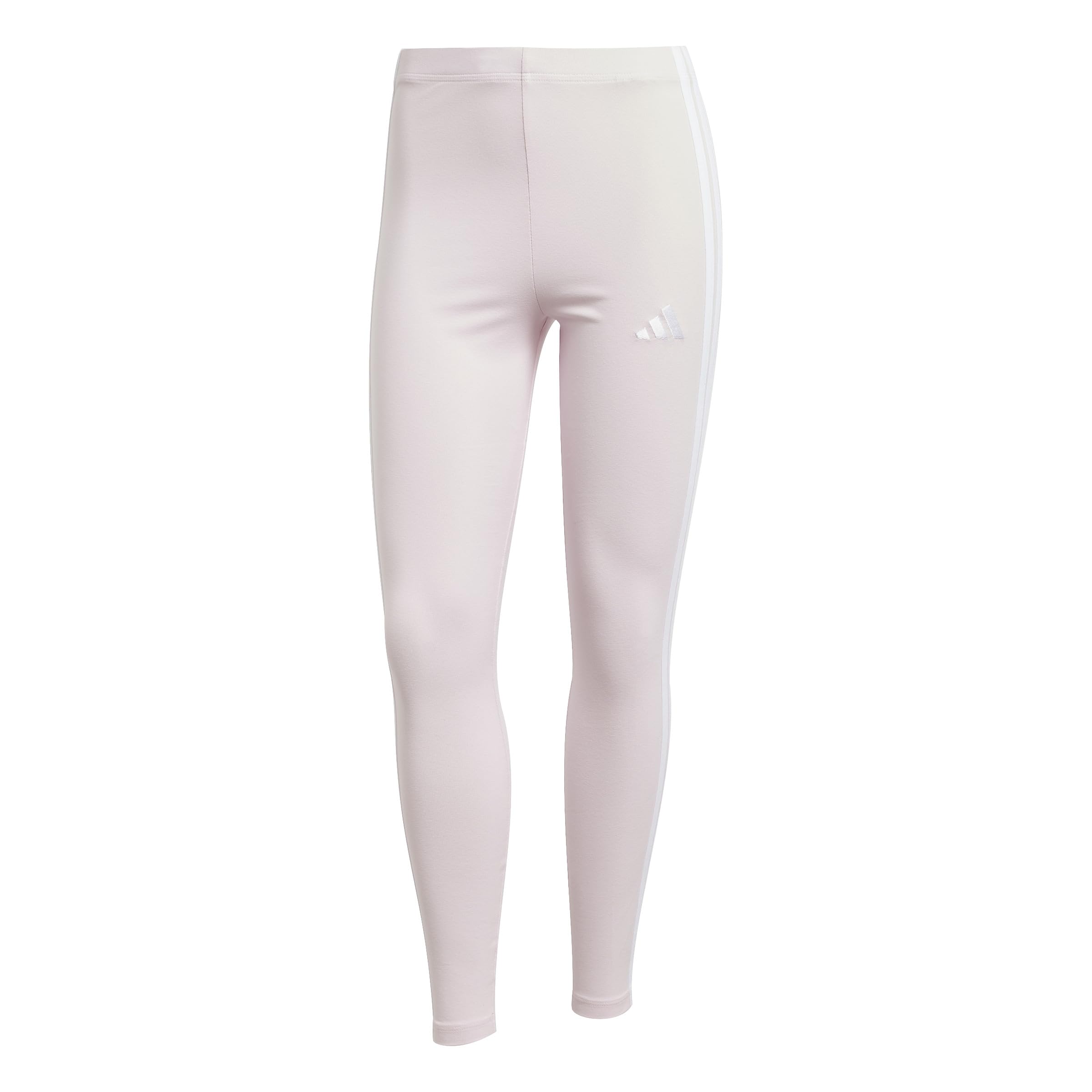 adidas Women's ESSENTIALS 3-STRIPES COTTON LEGGINGS, clear pink/white, XS