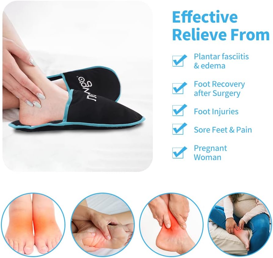 NEWGO Foot Ice Packs Slippers, 2 Pack Hot Cold Therapy Gel Ice Slippers for Plantar Fasciitis Feet Neuropathy Pain Relief - Image 3
