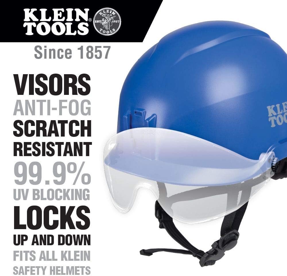 Klein Tools VISORCLR Hard Hat Visor, Clear, fits Klein Tools Safety Helmets (Cat. Nos. 60145, 60146, 60147, 60148, 60149, 60150) - - 