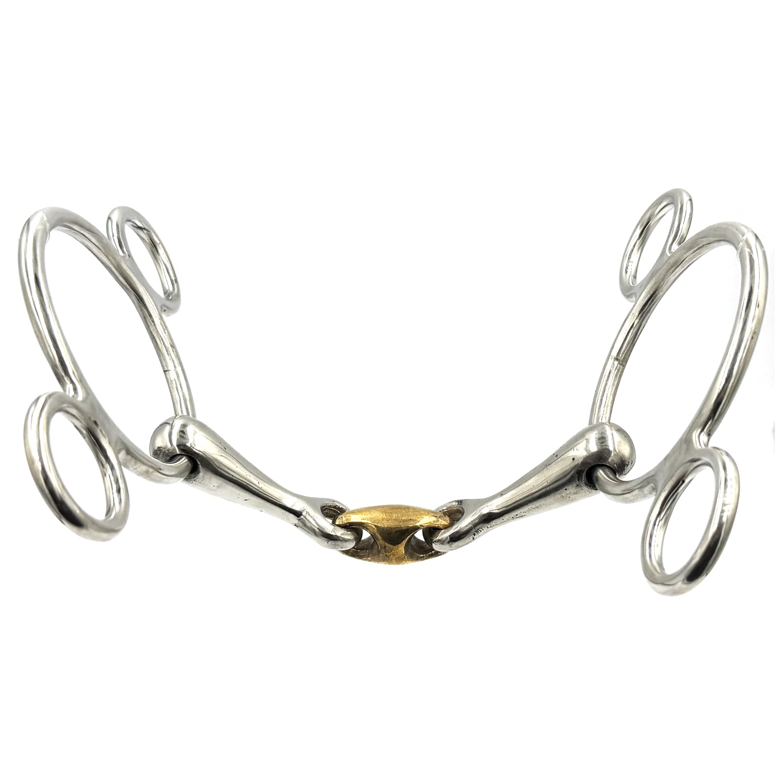 ES0259 JW Gebiss 3-Ringtrense 3-Ring Doppelt Gebrochen mit Kupfer anatomisch geformtes maulfreundliches aus Edelstahl Gebissstärke 16 mm (14.5 cm)