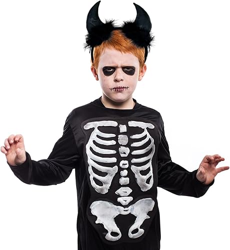 Vista 4 de 4 diademas de Halloween, cuernos de diablo, telaraña, sombrero de bruja y murciélago negro, para decoración de Halloween, mascarada, cosplay