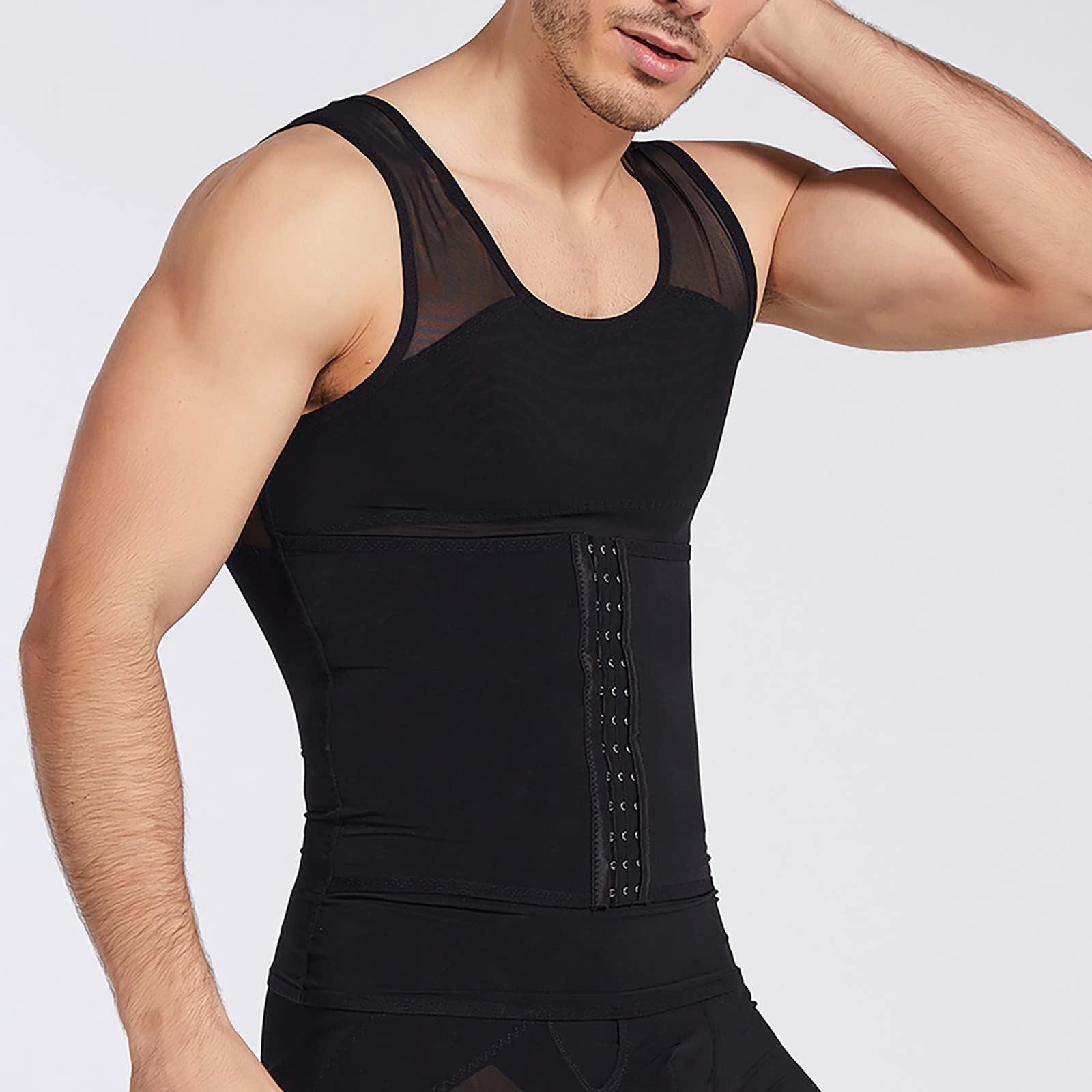Generisch Camiseta de compresión moldeadora sin mangas para hombre, transpirable para entrenamiento de abdomen