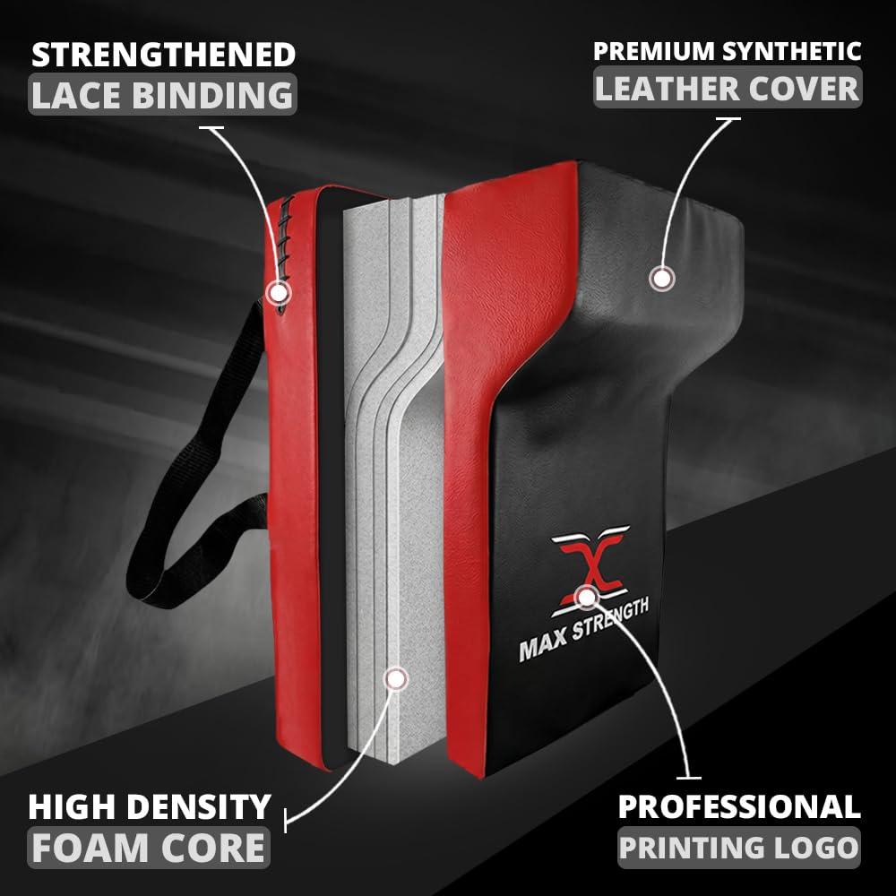 MAXSTRENGTH Rugby Hit Shield Heavy Duty Professional Grade Tackle Wedge Hit Shield Pad High Density Foam Wedge Rucking Tackle Shields (Rot/Schwarz, Einzel)