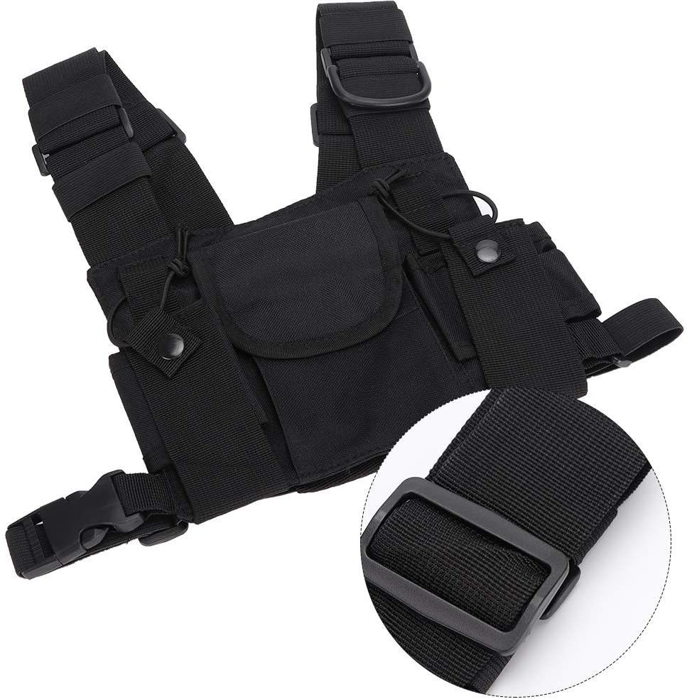 Radio Shoulder Holster Chest Harness Holder Vest, Walkie-Talkie Double Chest Harness Front Pack Pouch for Firefighting and Military