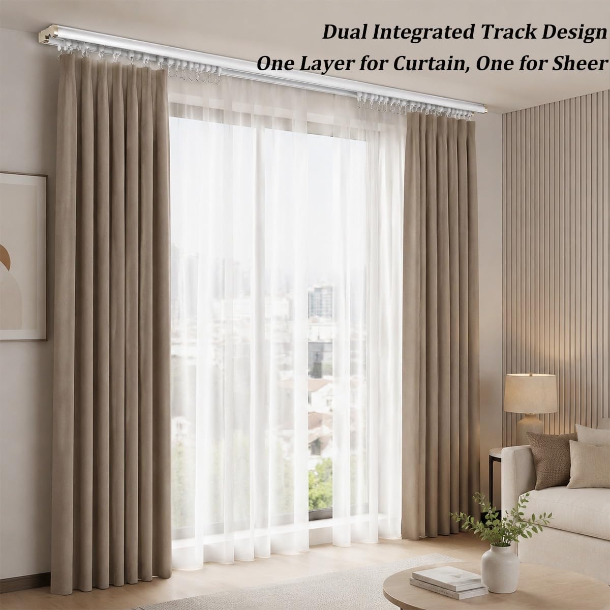 Rail Double Rangée Rideau Aluminium Plafond, Rail Rideaux Avec Roulettes