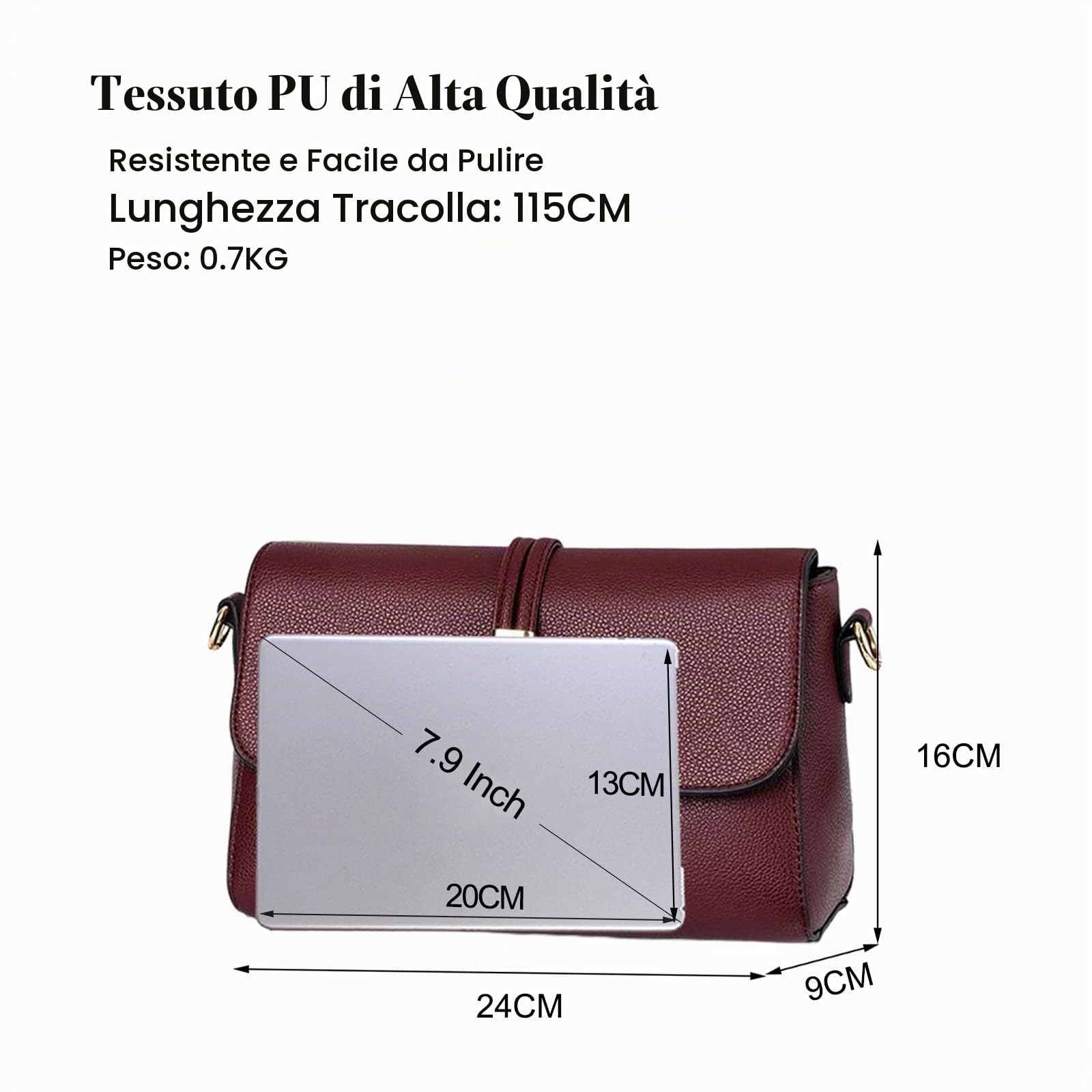 FANDARE Elegante Borsa a tracolla Spalla Borsa da Donna Borsa a Spalla Messenger Borse a Spalla Shopping Viaggio Sacchetto Messenger Crossbody Bag in Pelle PU