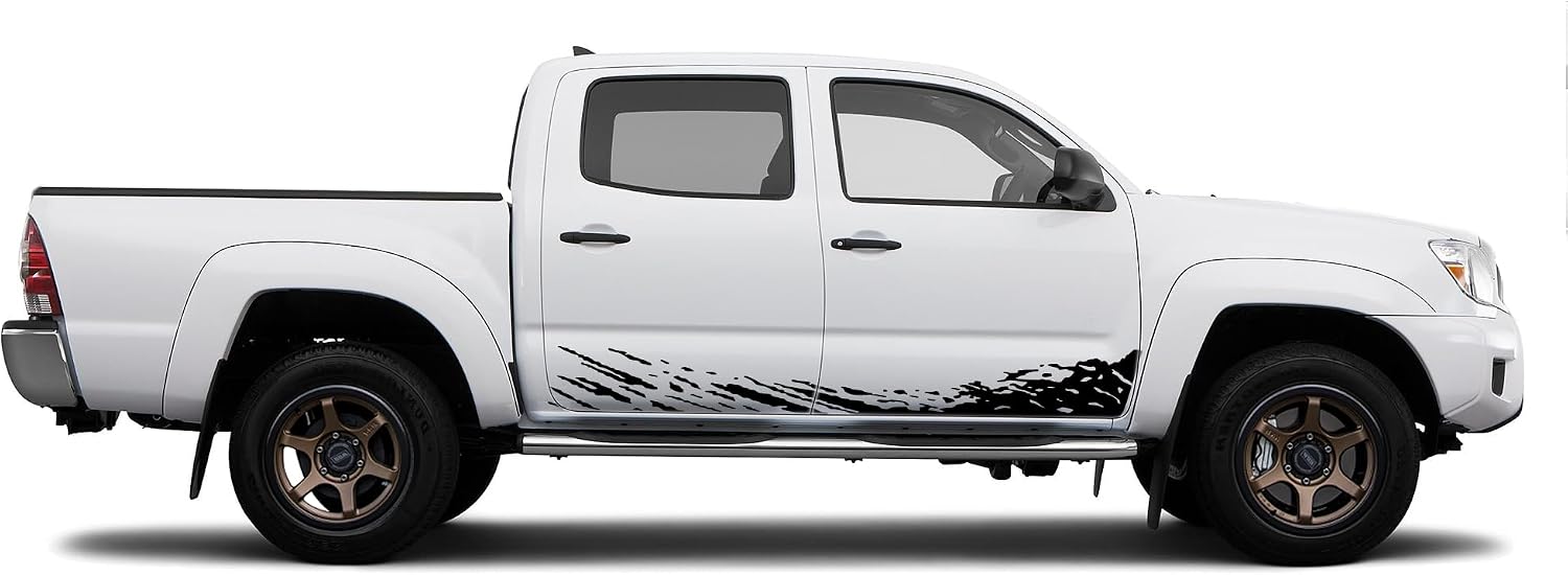 Decal Sticker Vinyl Mud Splash Kit Compatible with Toyota Tacoma 2004 - Present (Black)