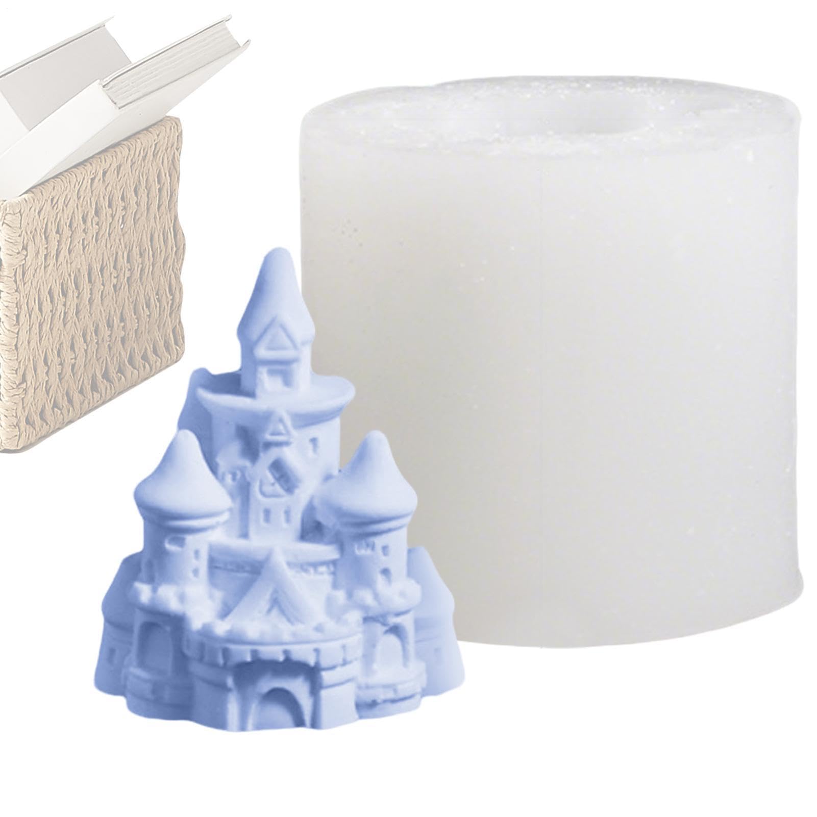 Stampo per Candele Stampo in Silicone Flessibile e Riutilizzabile | Stampo per Colate a Forma di Castello per Resina Epossidica Gesso Sapone Progetti Scolastici Studio Riunioni Familiari