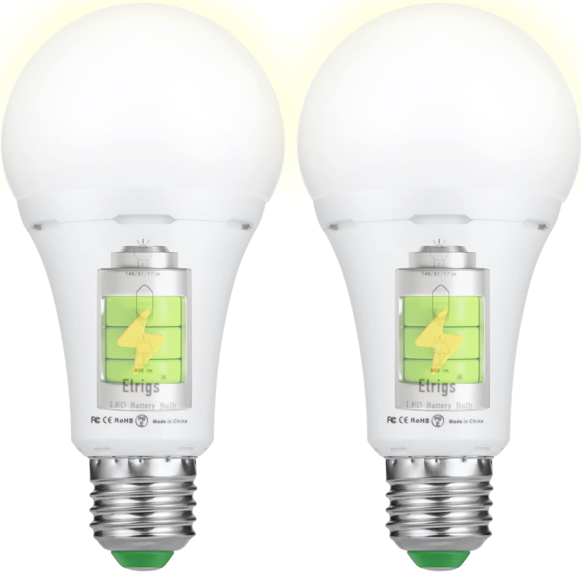 Elrigs LED Bulb Rechargeable, Bulb with Battery, Charging with E27