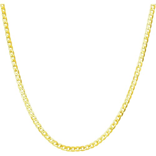 KXJ 24k Gold/White Gold Plated S925 Sterling Silver 3mm/4mm/5mm Chains for Men Women Italian Cuban Link Chains Necklace Jewelry Gifts for Boys Boyfriend Husband Dad Birthday Graduation Anniversary,14/16/18/20/22/24/26/28/30 Inches