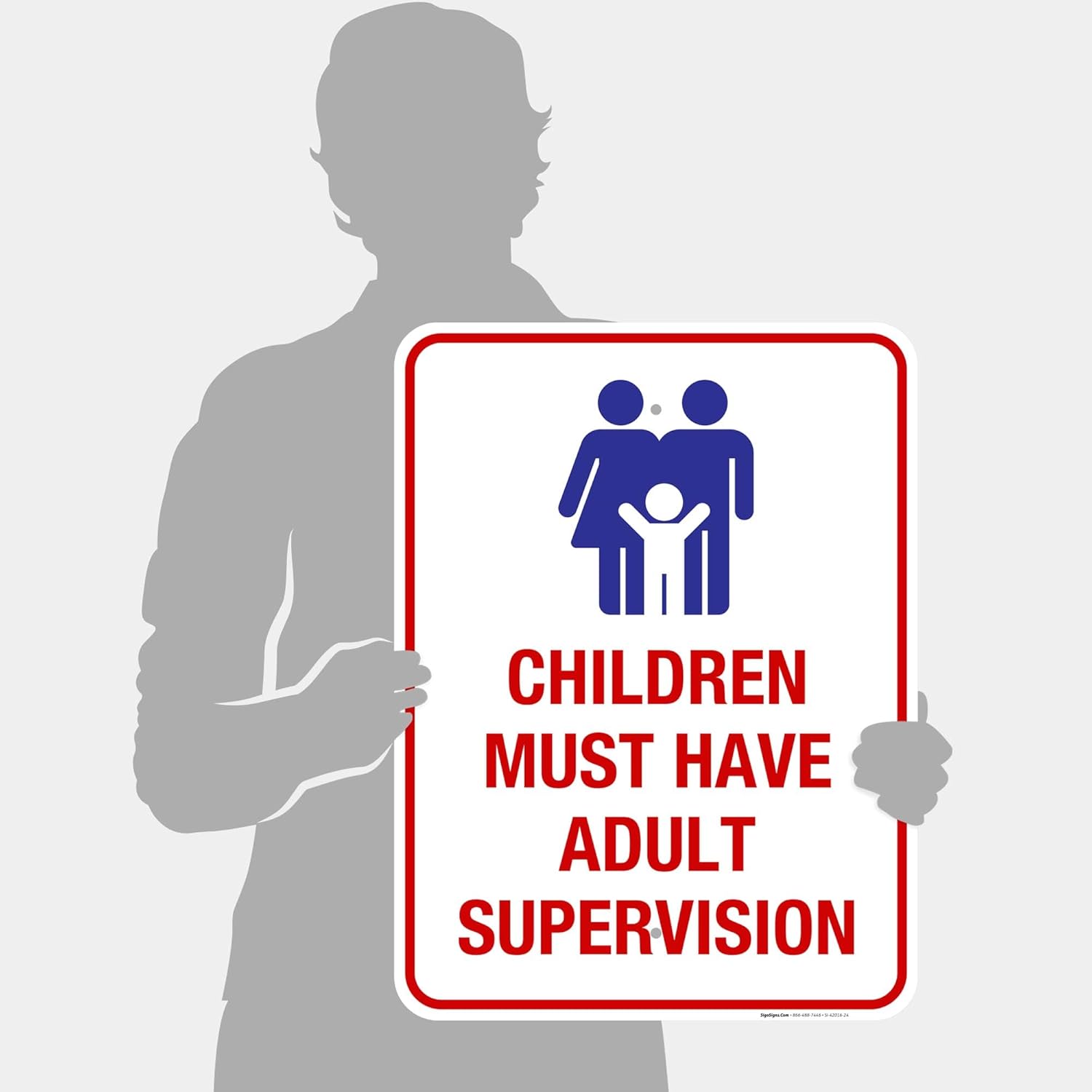 Pool Sign, Children Must Have Adult Supervision Sign, 18x24 Inches, Rust Free .063 Aluminum, Fade Resistant, Easy Mounting, Indoor/Outdoor Use, Made in USA