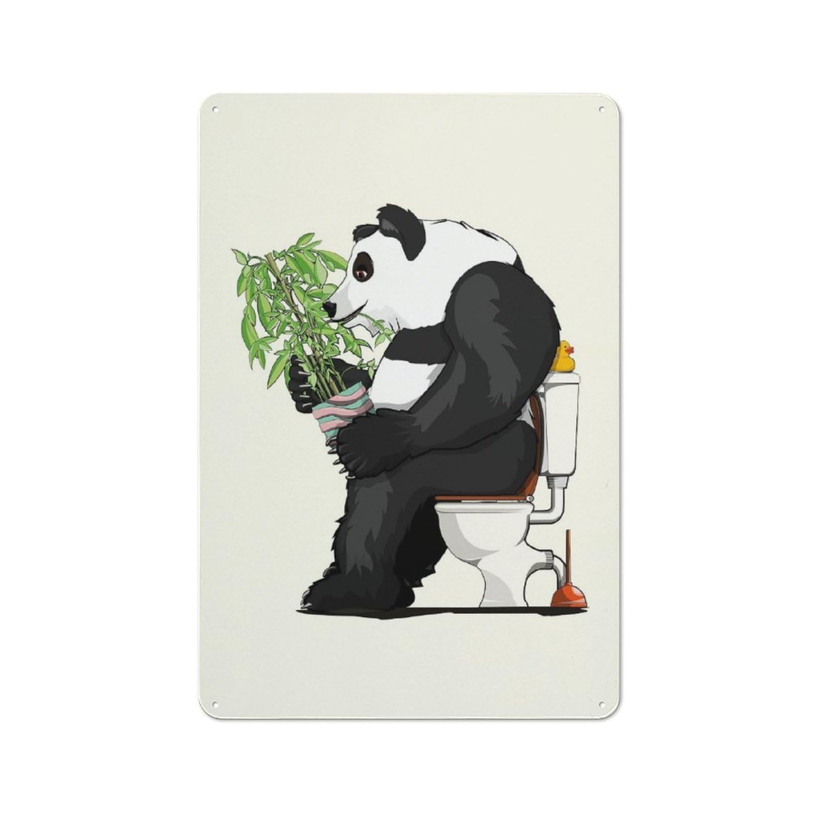 Junmoney Panda Bear Using Toilet Rustic Tin Sign 30X20cm For Lounge Or Reading Corner, For Vintage Wall Decor Fans, For Garage And Workshop Walls