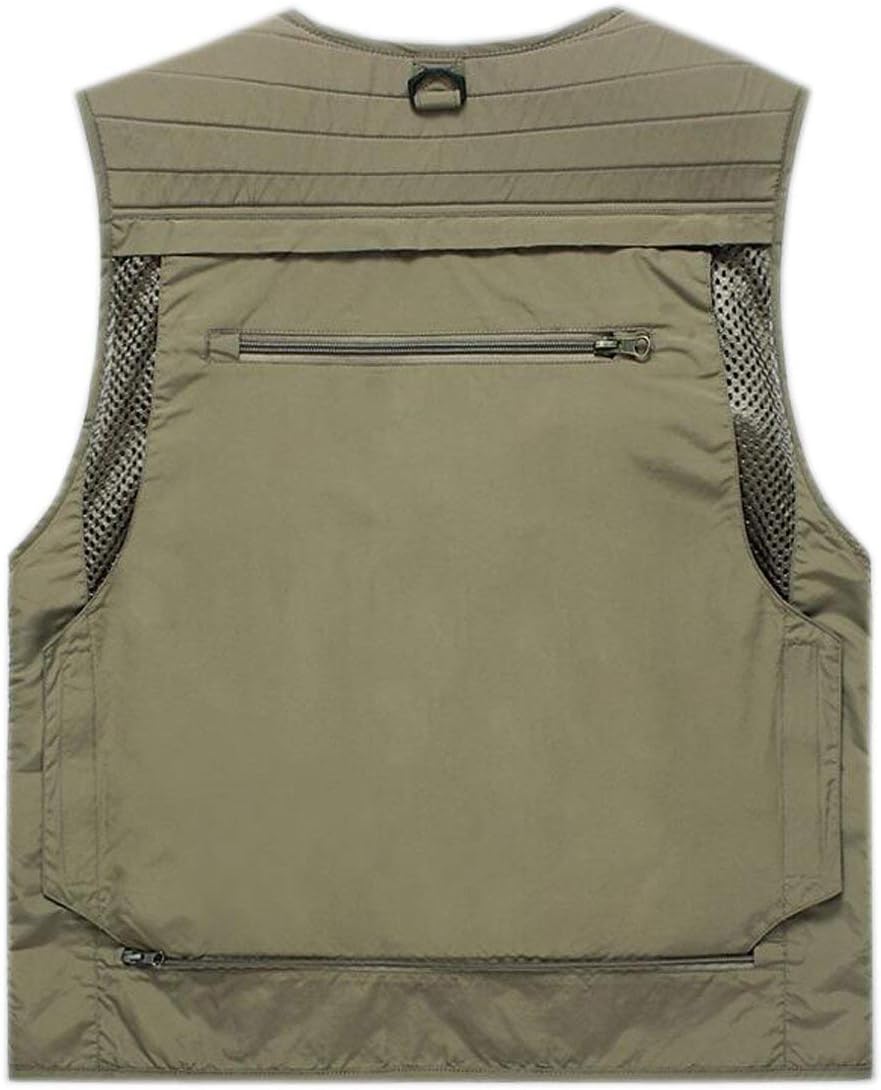 Hotmiss Men's Fishing Vest with 15 Multi Pockets Travel Photography Vest Outdoor Hunting Breathable Jackets