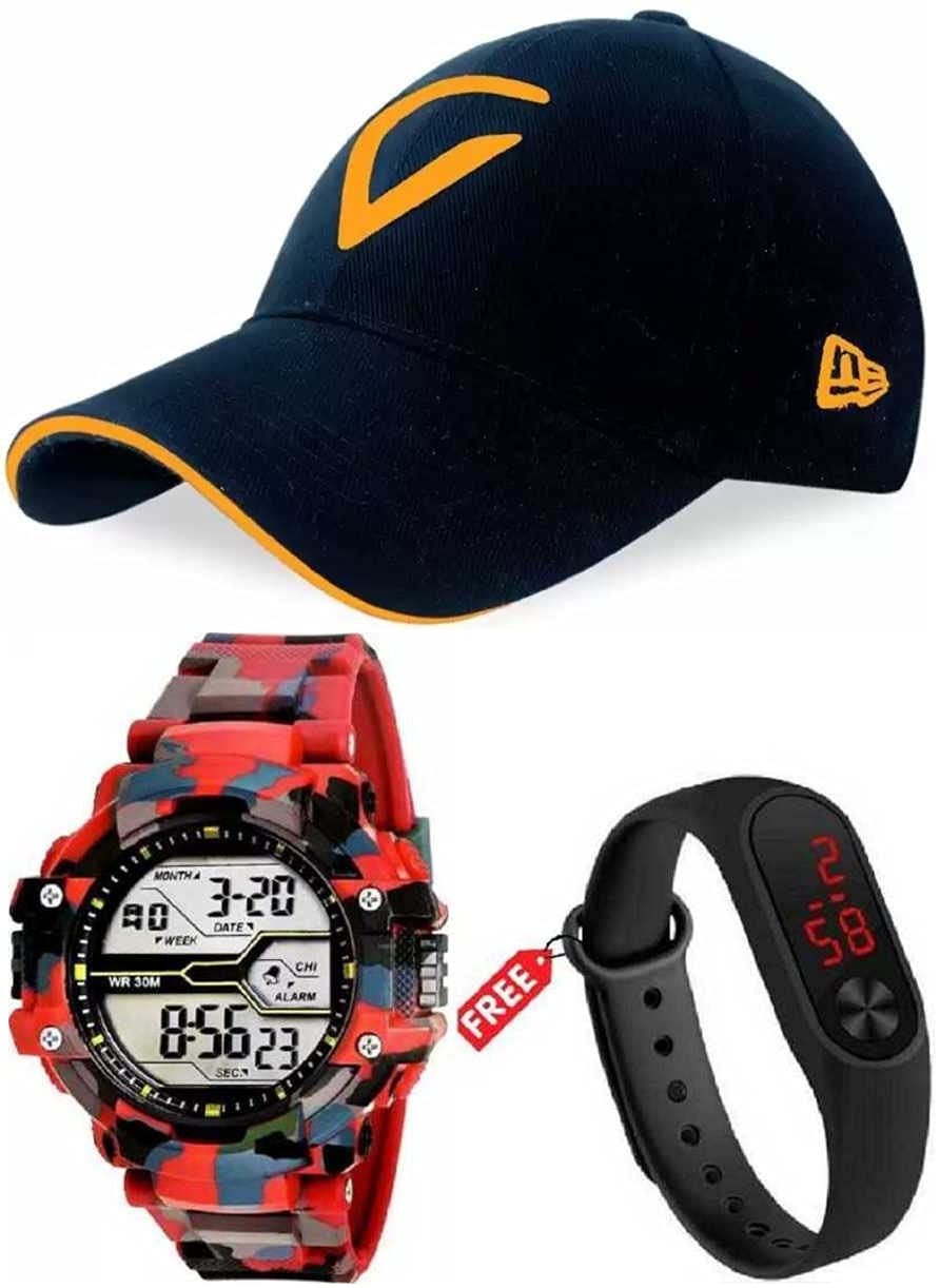 SELLORIA Brand A Army Shockproof Waterproof Digital Sports with Black Baseball Cap Watch for Mens Kids Sports Watch with Cap for Boys - Military Army Watch for Men (B09FGKYFQ1) Amazon Price History, Amazon Price Tracker