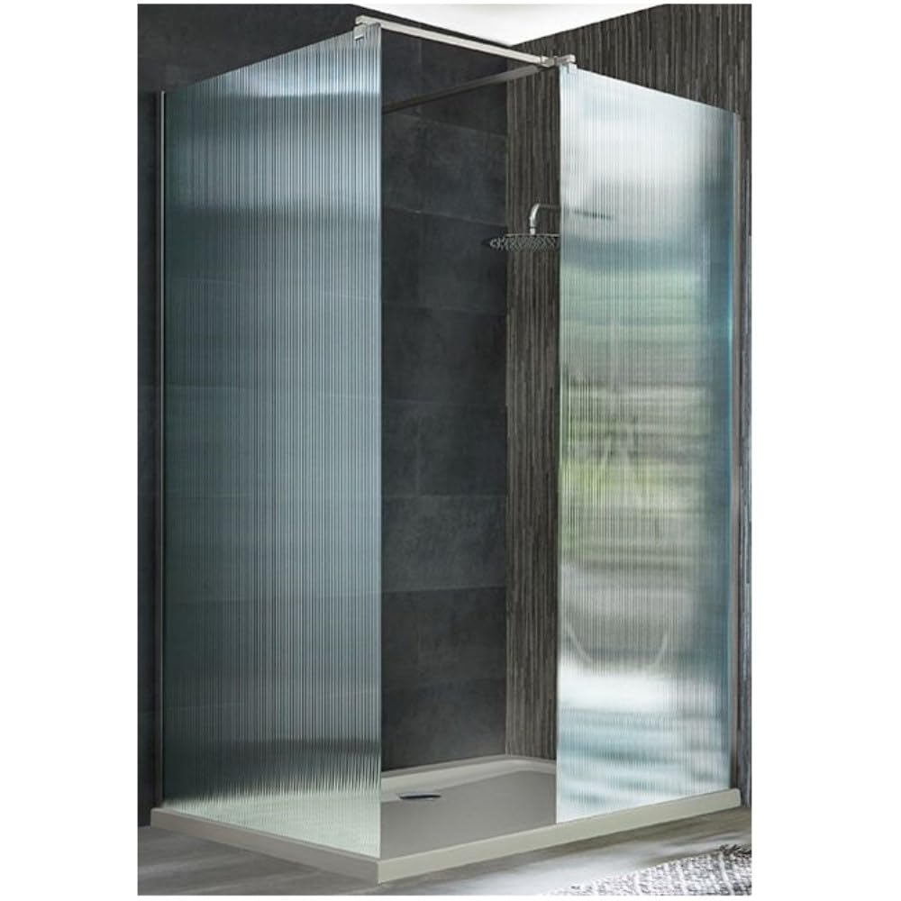 Milano White Florence Chrome Corner Fluted Glass Shower Enclosure Tray - 1500Mm X 800Mm