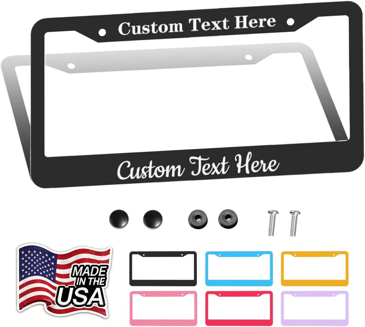 Custom License Plate Frame Make Your Own Image 2 Hole 12.3 x 6.3 inch