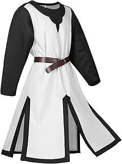 Duohropke Medieval Knight Templar Tunic Temple Carnival Cosplay Weapon Skirt – Men's Templar Knight Elegant Medieval Clothing Knight Costume, Knight Armour, Knight Costume